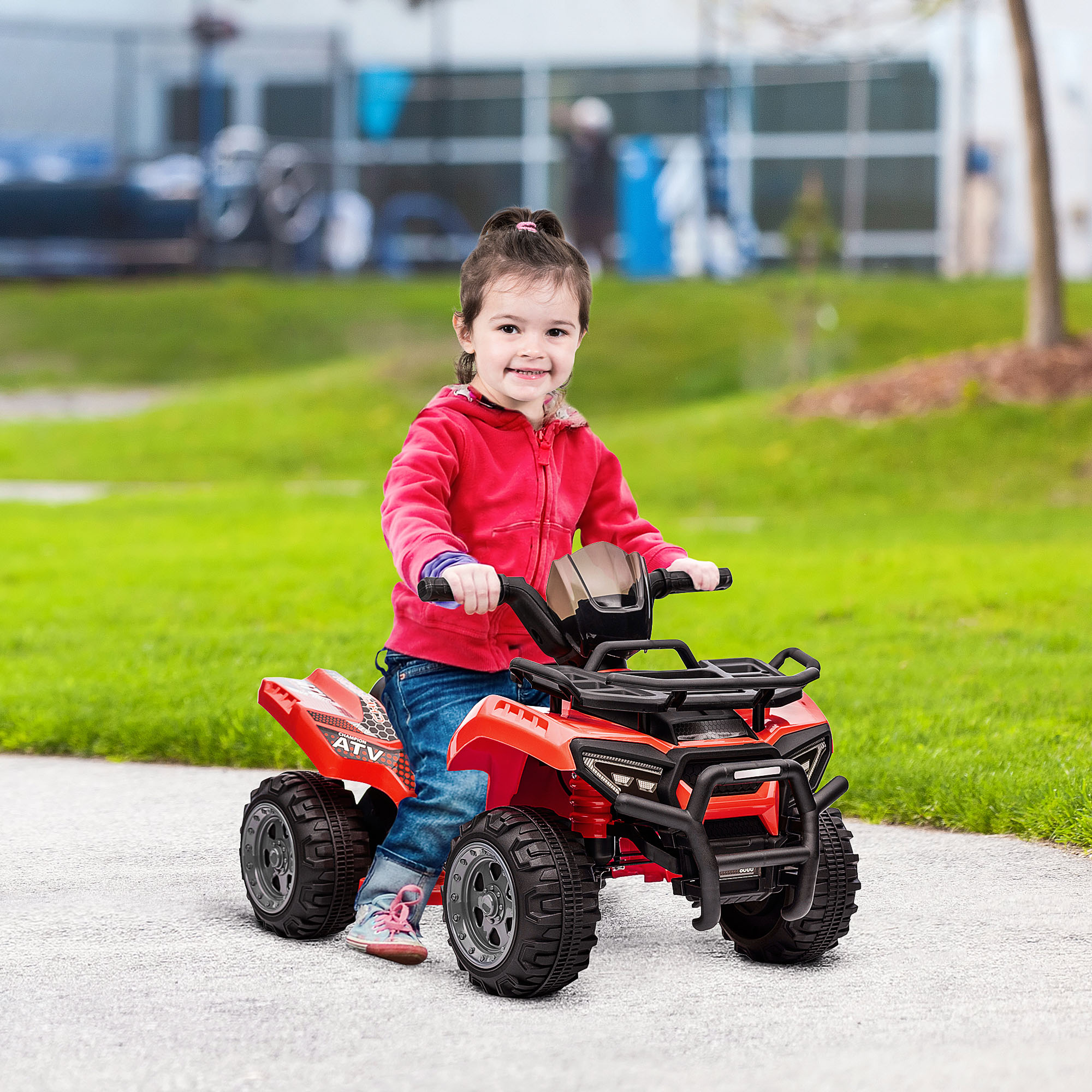 Kinder Quad Elektro 6V Kinderquad mit Vorwärtsfunktion, Musik, Elektro-Quad für Kinder 1,5-3 Jahre Rot