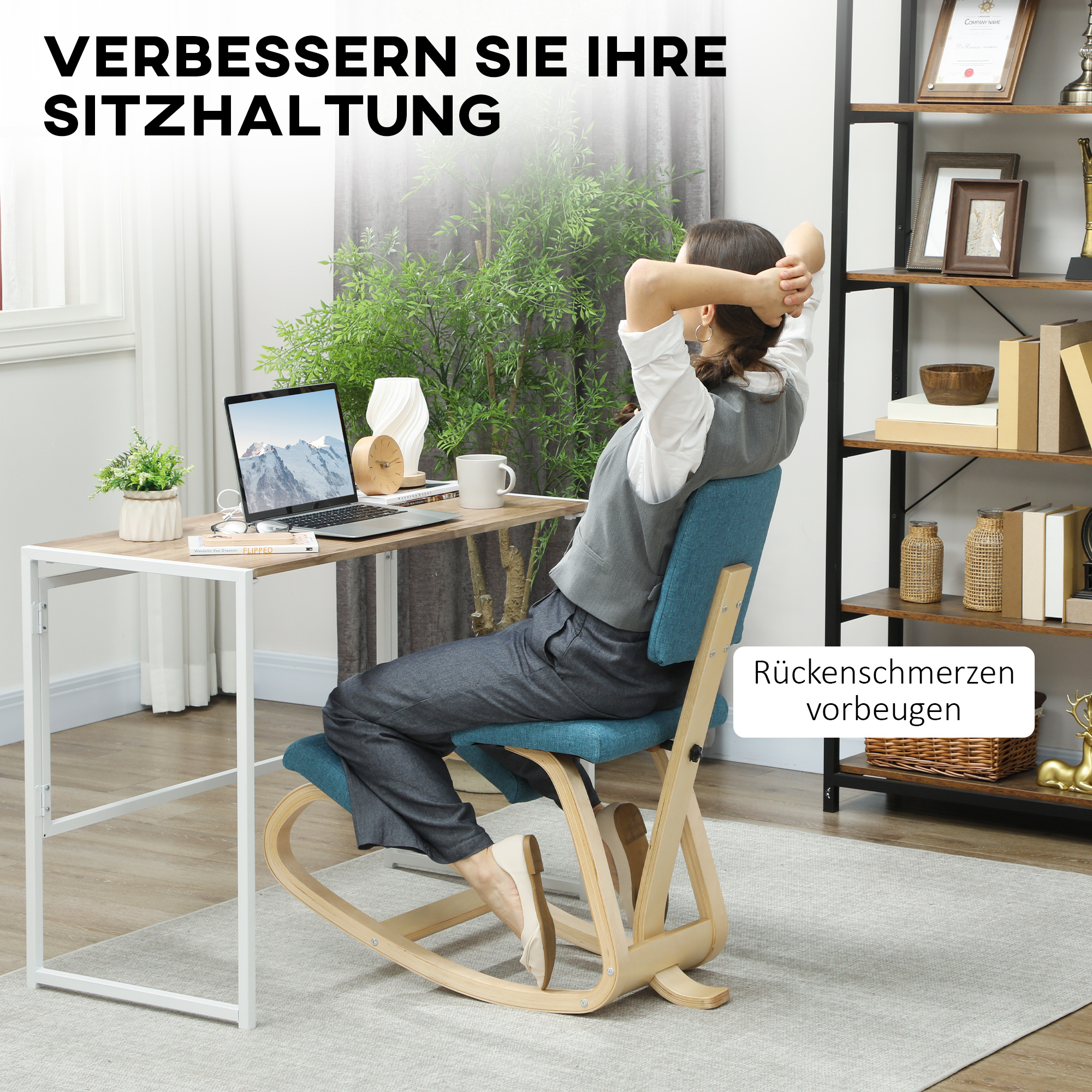 ergonomischer Kniestuhl, Kniehocker Gesundheitsstuhl für Zuhause, Büro, Meditation Dunkelblau