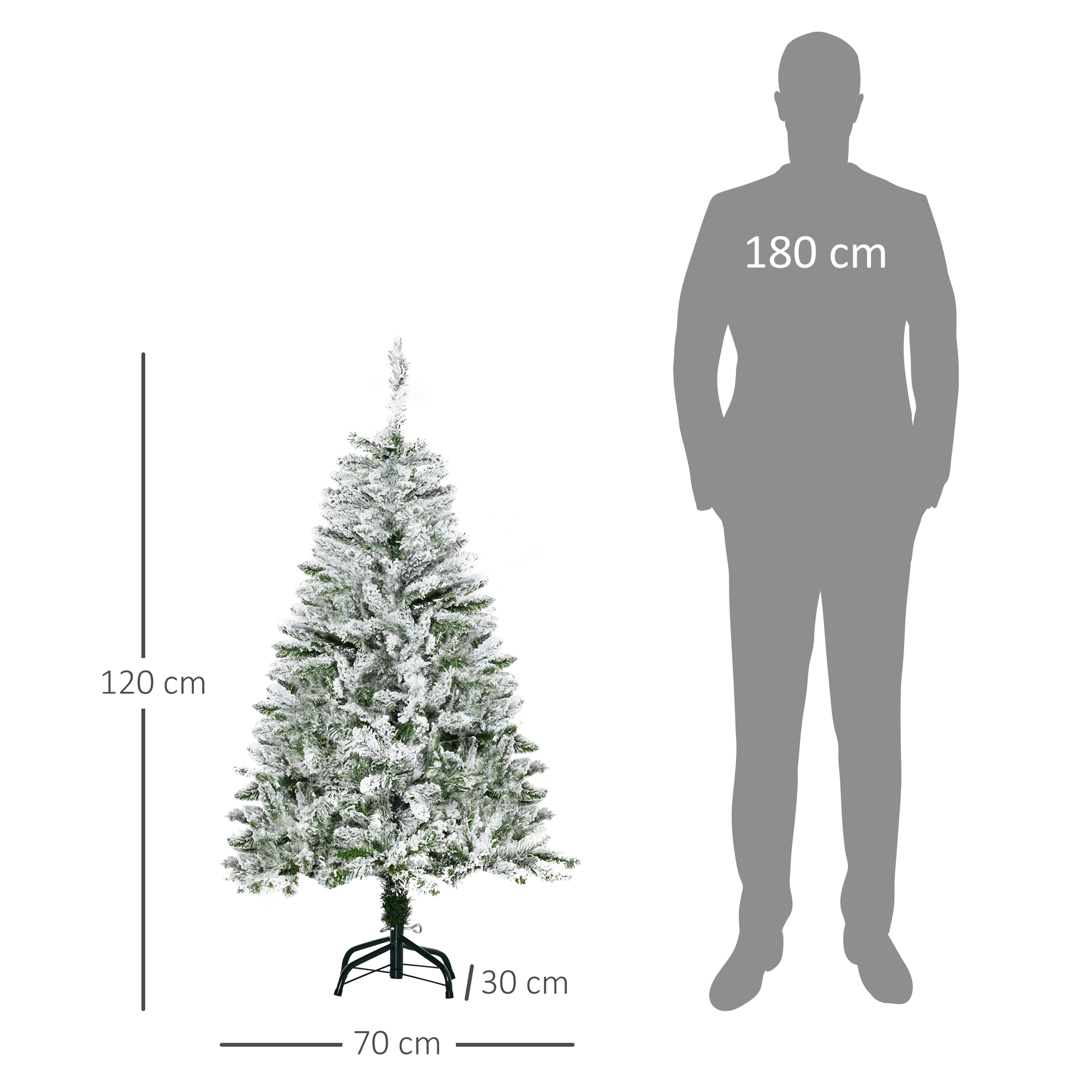 Künstlicher Weihnachtsbaum, Schnee-Effekt, flammenhemmend, Scharnierkonstruktion, Grün/Weiß