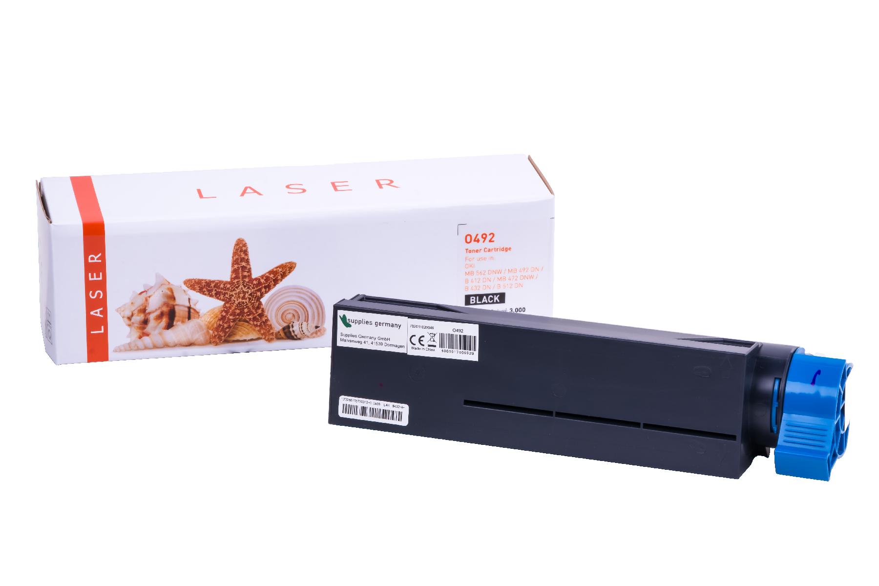MB492 alternativ Toner schwarz für OKI  / 45807102 / 3.000 Seiten