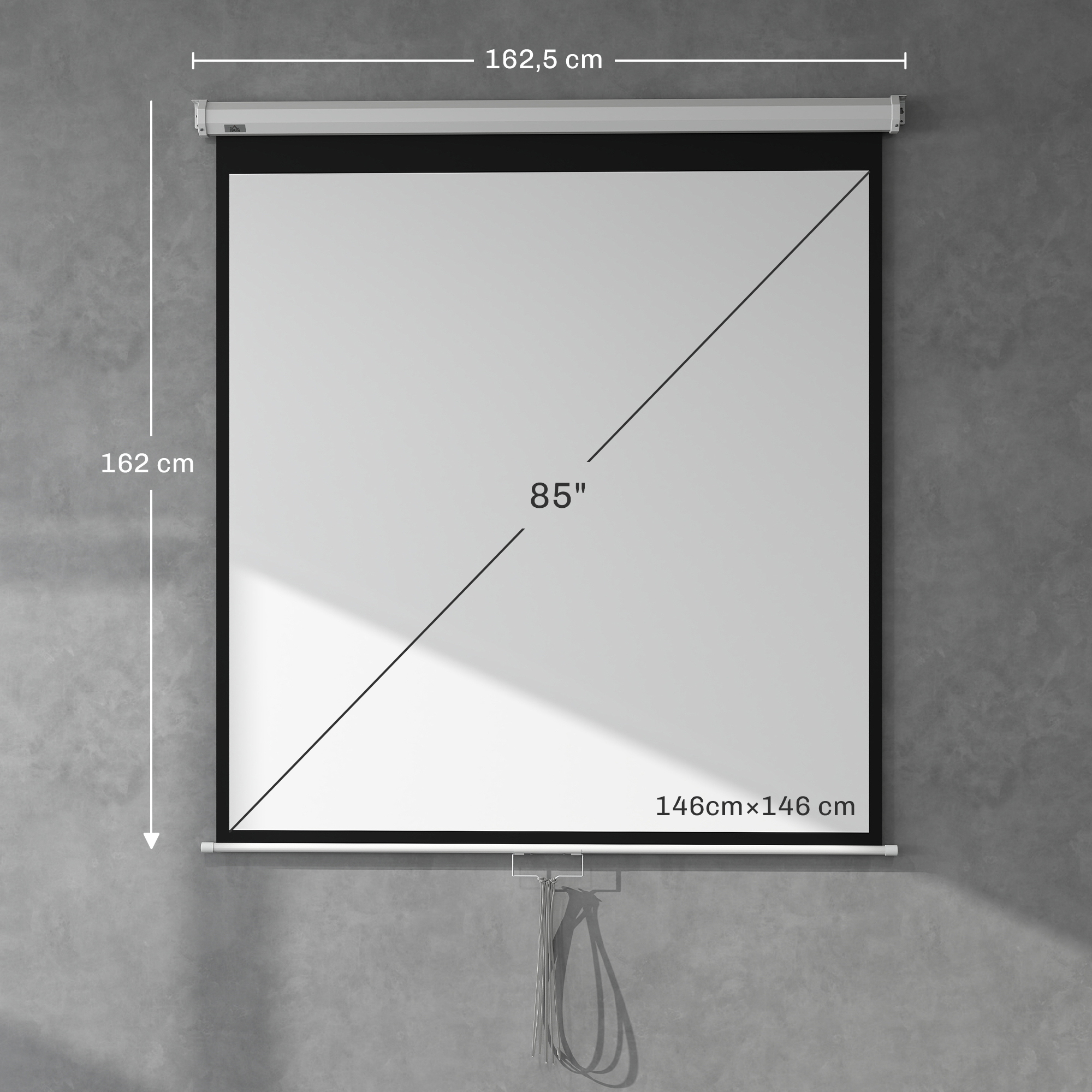 Beamer Leinwand 152 x 152 cm 85 Zoll 1:1 HD 4K Projektionsleinwand für Heimkino Büro-Präsentationen