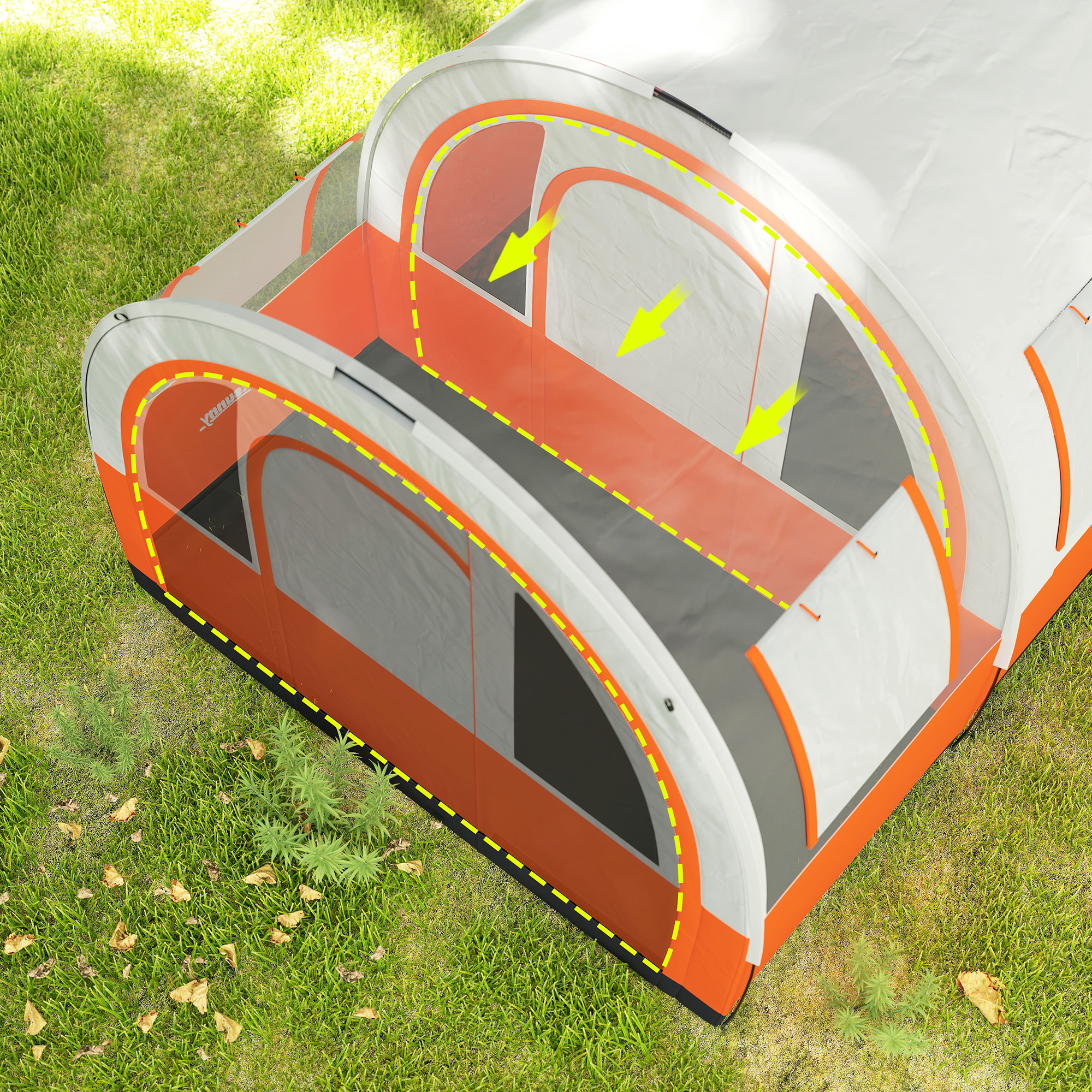 Campingzelt bis 6 Pers., Familienzelt, separate Bereiche, wasserdicht, Cremeweiß