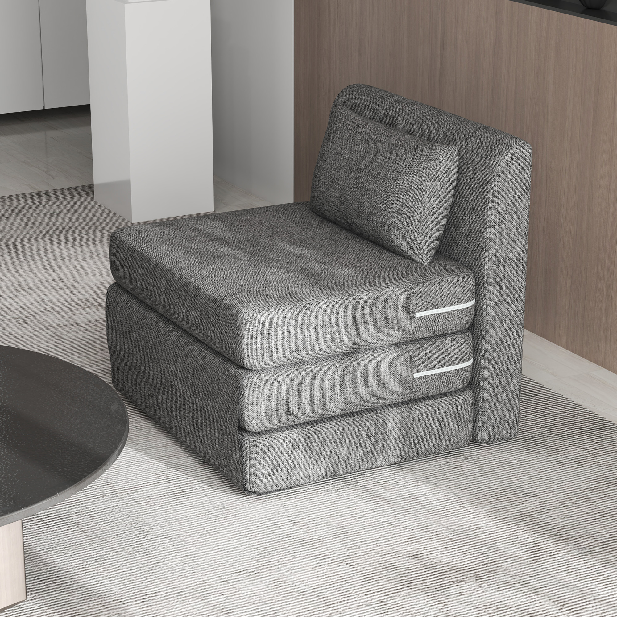 Schlafsessel, Gästematratze, 3-fach faltbar, kompakt, Metallrahmen, 80x75x74 cm, Grau