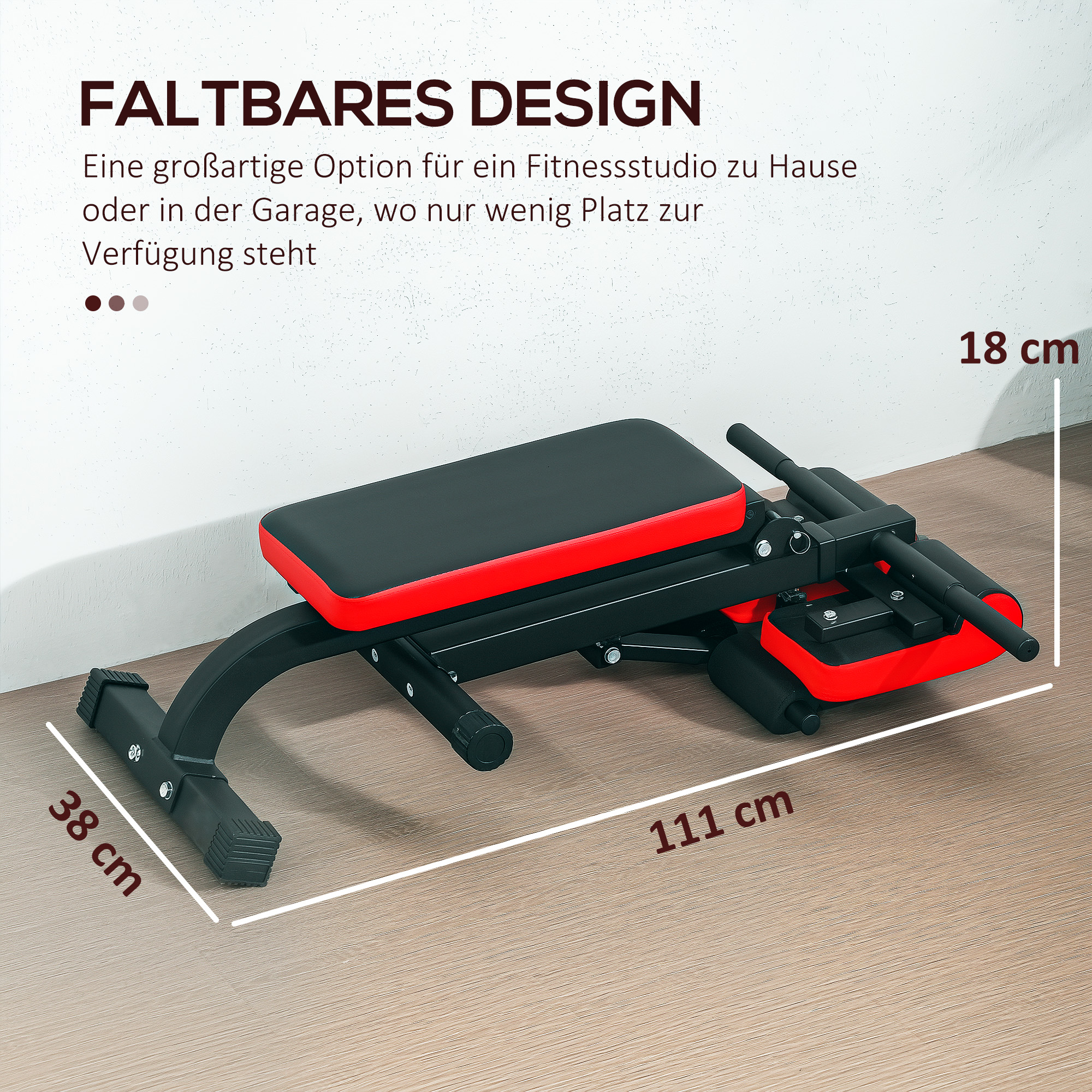 Hantelbank, Multifunktions-Trainingsbank, Klappbar Fitnessbank, bis 300 kg belastbar, Stahl, Schwarz
