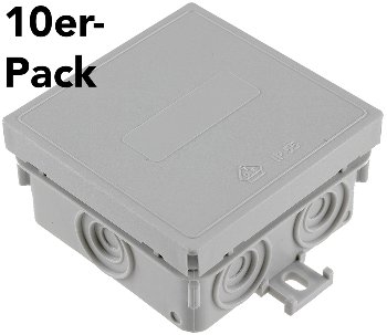 Feuchtraum-Kabelabzweigkasten, 10er Pack - 75x75x40mm, IP54, 7-fach, grau Feuchtraum-Kabelabzweigkasten, 10er Pack - 75x75x40mm, IP54, 7-fach, grau