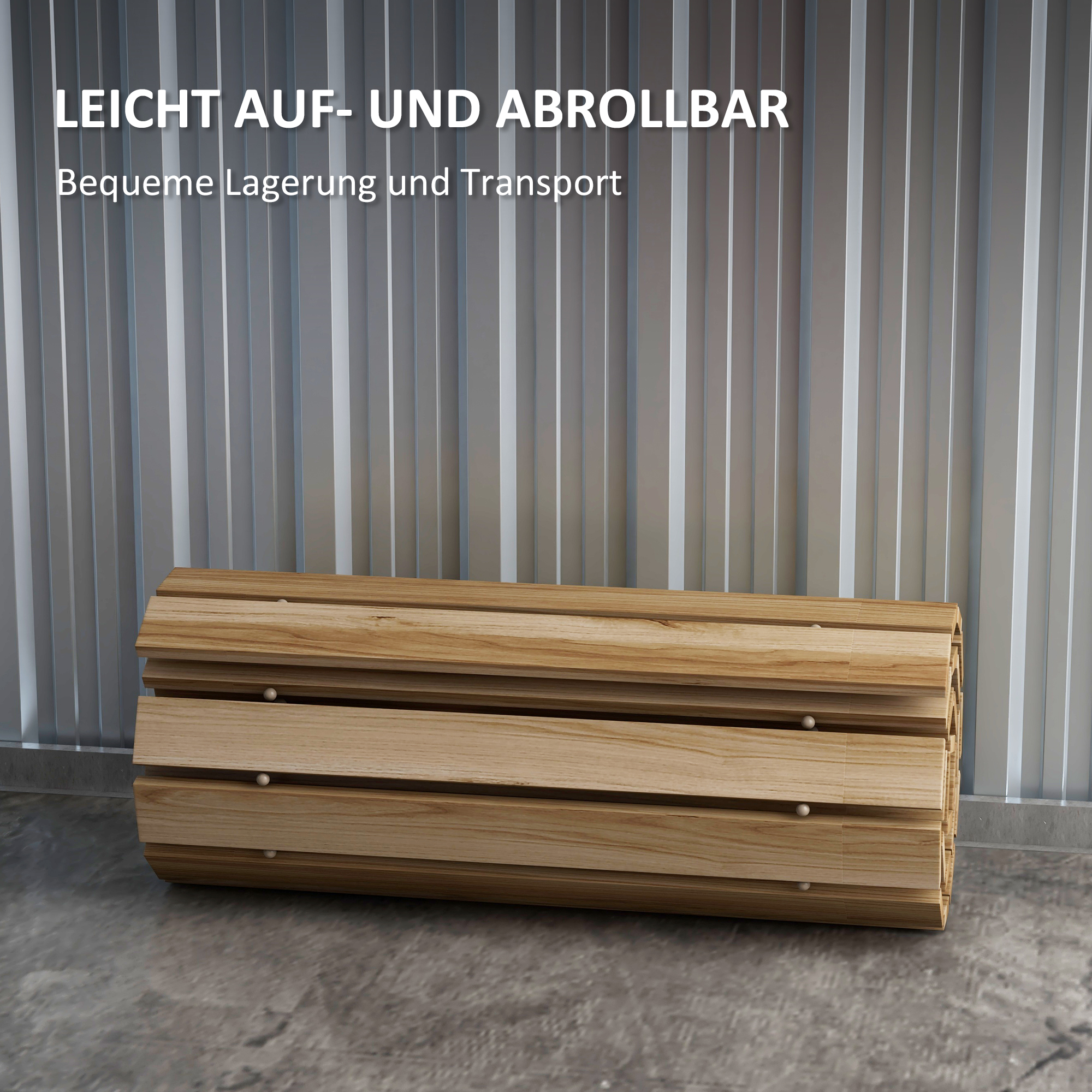 Rollweg Gehweg Ausrollbarer Gartentritt, wetterbeständig, Fichtenholz, 120 x 47 x 1 cm, Natur