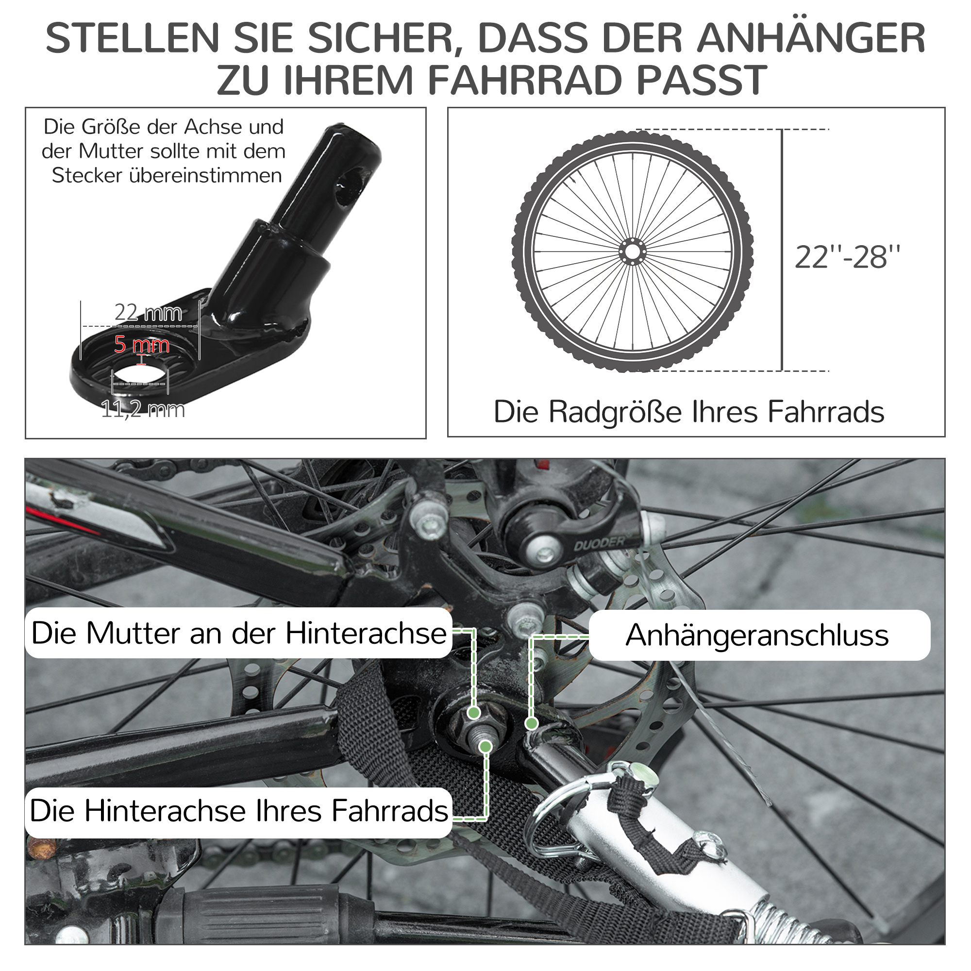 Hundeanhänger Fahrradanhänger Tieranhänger, 1 Wimpel, für Hunde bis zu 10 kg, Grün + Schwarz