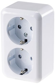 FASKO Doppel-Steckdose, AP, Weiß - 250V~/ 16A, Aufputz, Schraubanschluss FASKO Doppel-Steckdose, AP, Weiß - 250V~/ 16A, Aufputz, Schraubanschluss