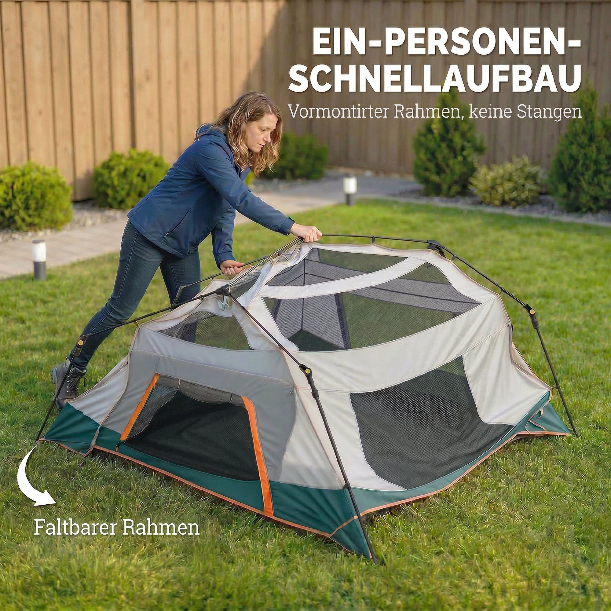 Campingzelt für 4-6 Personen stabil 3000mm wasserdicht Familienzelt mit abnehmbarem oberen Abdeckung UV30+ Schutz Grün