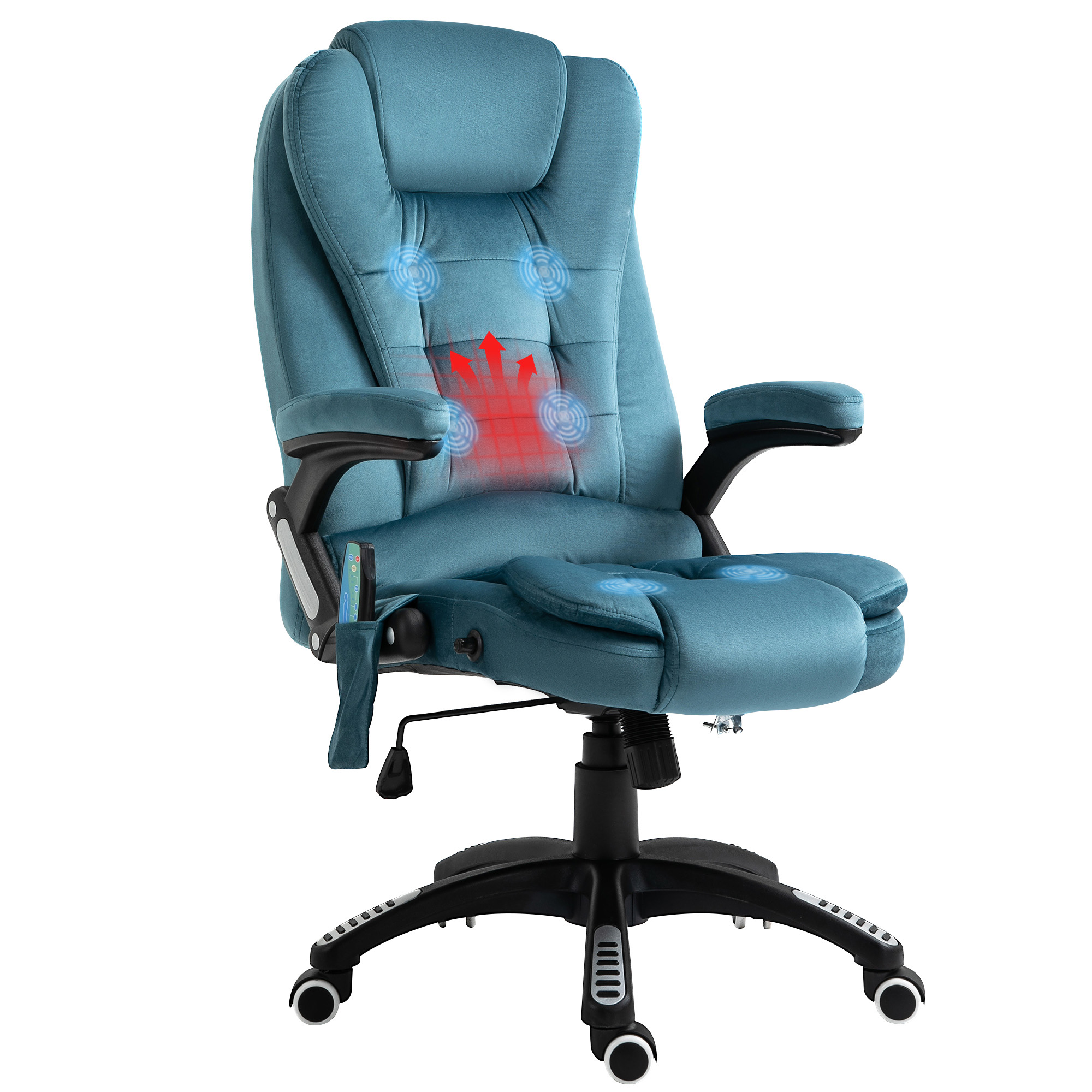 Bürostuhl Massagesessel mit Wärmefunktion Chefsessel mit Massagefunktion höhenverstellbarer ergonomischer Gamingstuhl massage Blau 68 x 72 x 110-120 cm