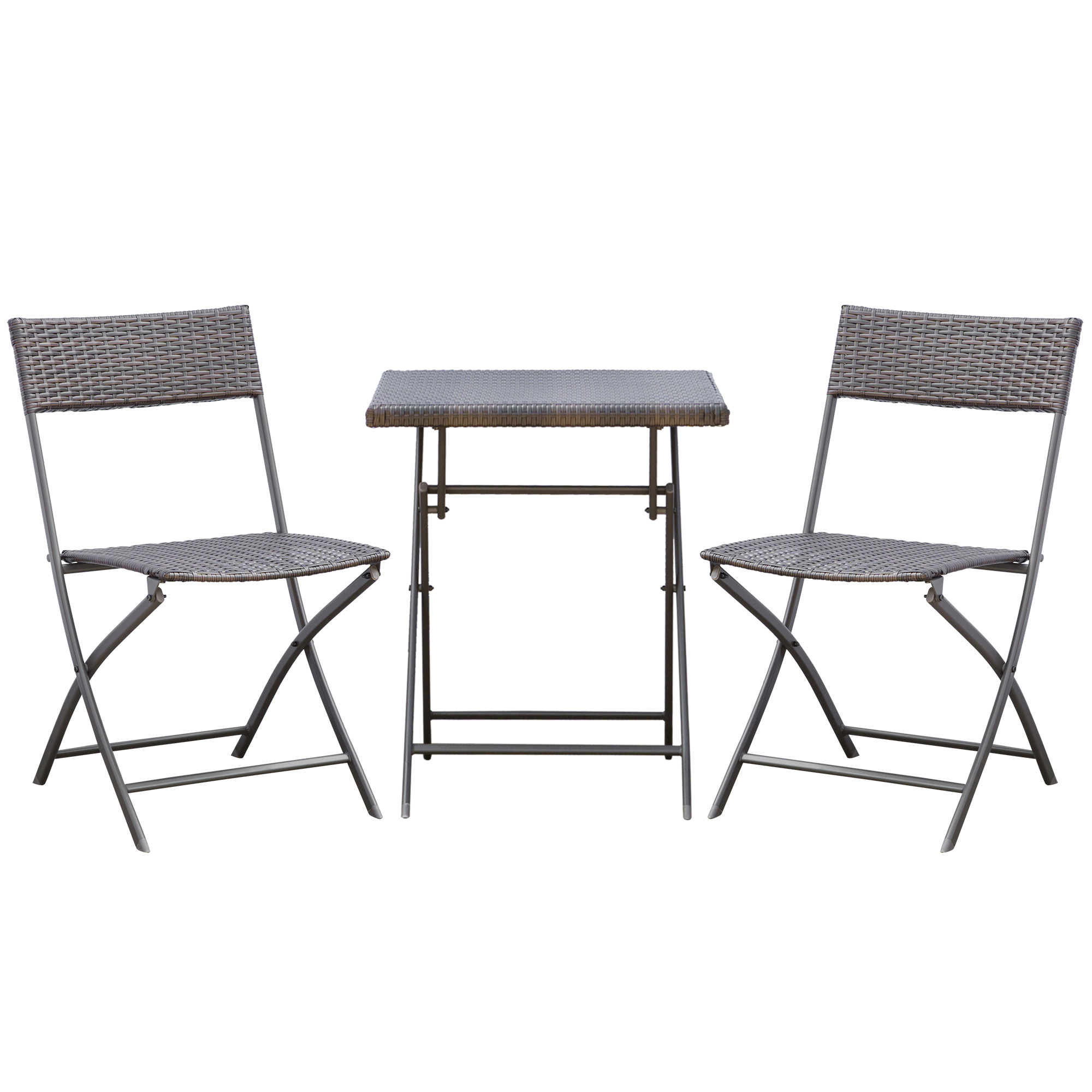 Polyrattan Bistroset für 2 Personen Sitzgruppe Rattan Gartenmöbel Set Garnitur Schwarz