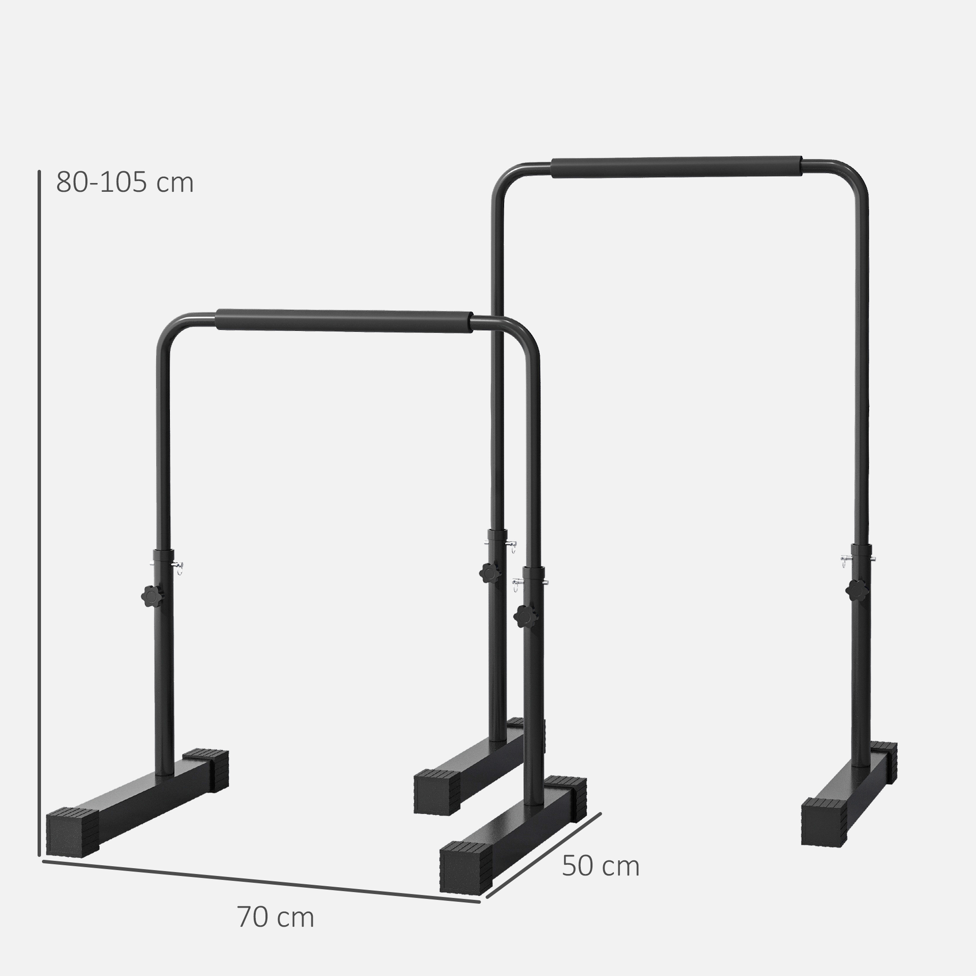 Dip-Station, höhenverstellbar 80-105 cm, leicht, rutschfest, bis 120 kg, Stahl, Schwarz