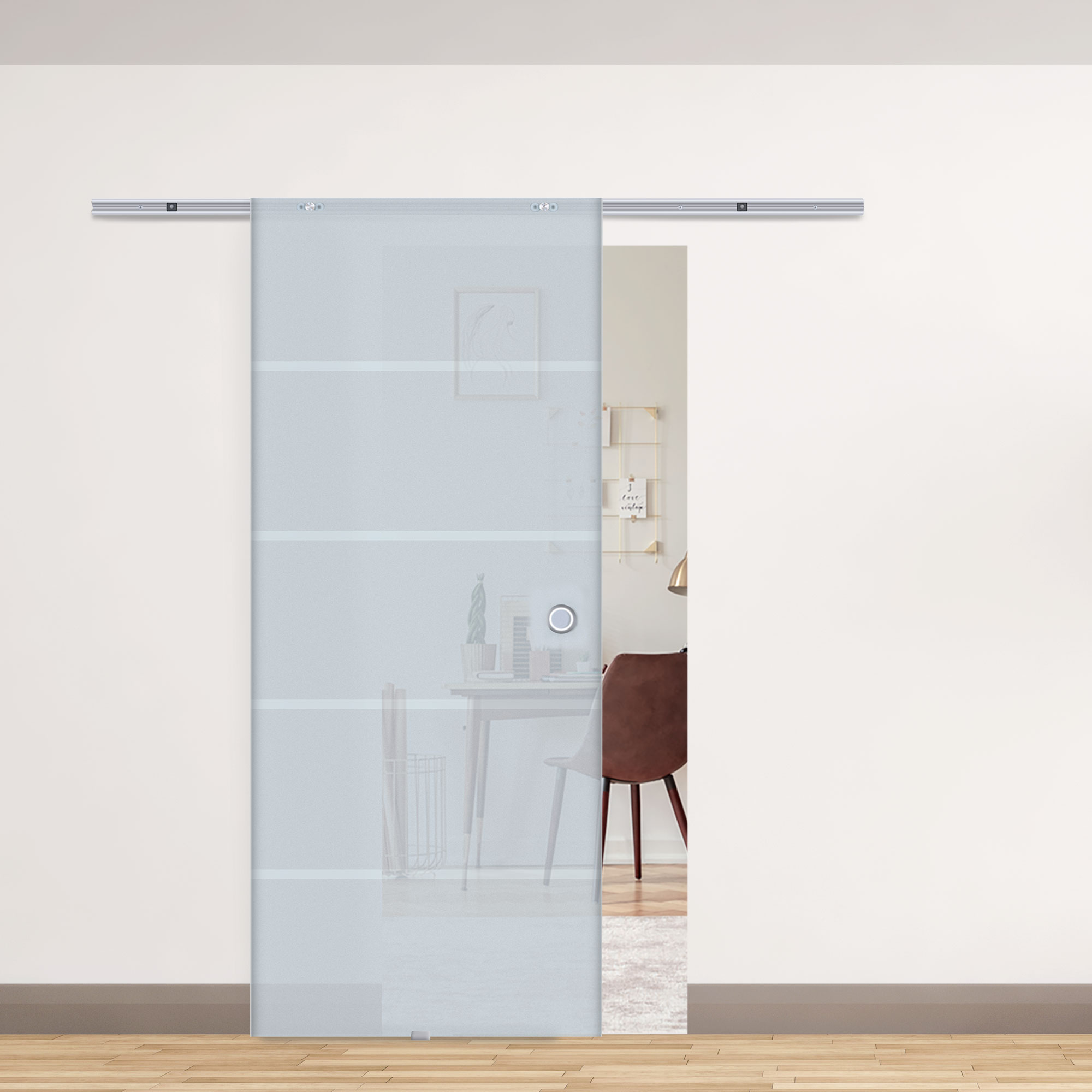 Glasschiebetür Schiebetür Glastür Zimmertür teilsatiniert 900 x 2050 mm