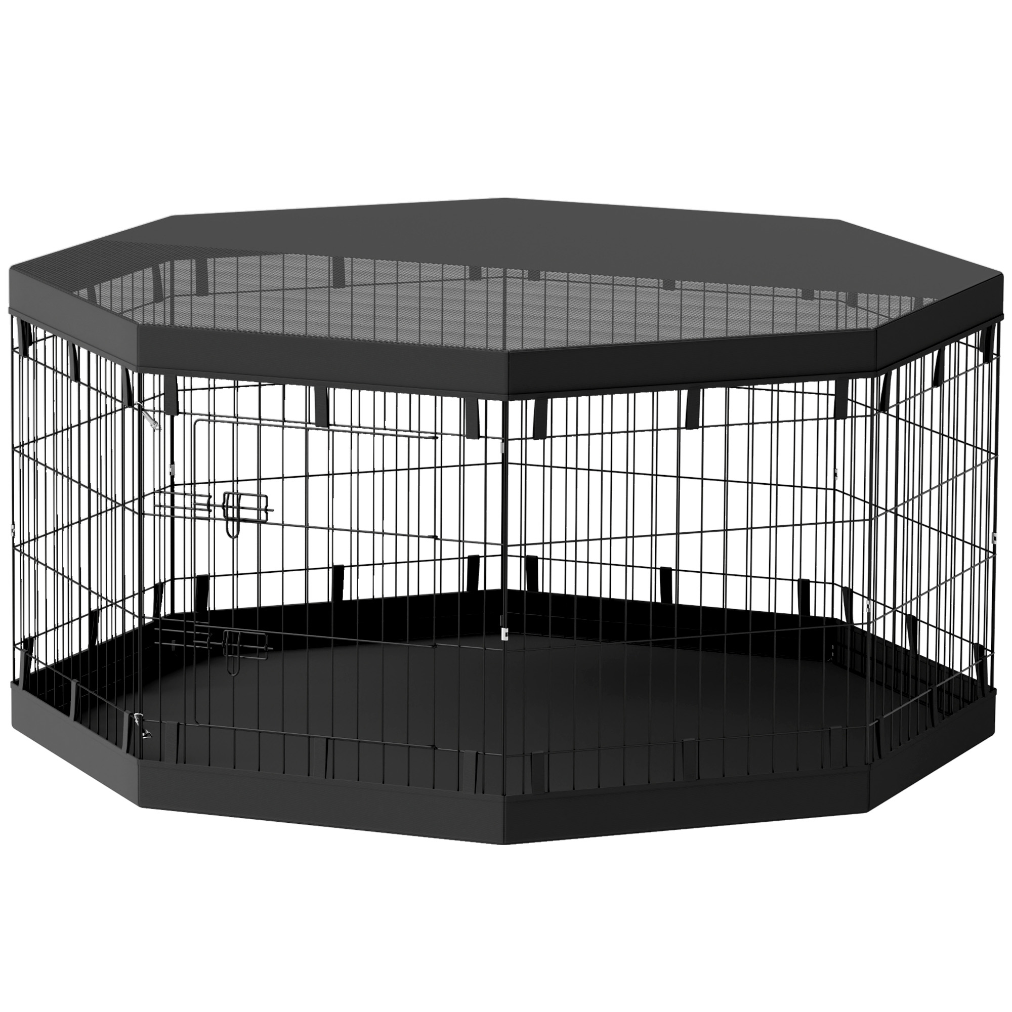Welpenauslauf, 76 cm hoch/ca. 2,5 m², 8 Paneele, Bodenplane, Kombi-Dachplane