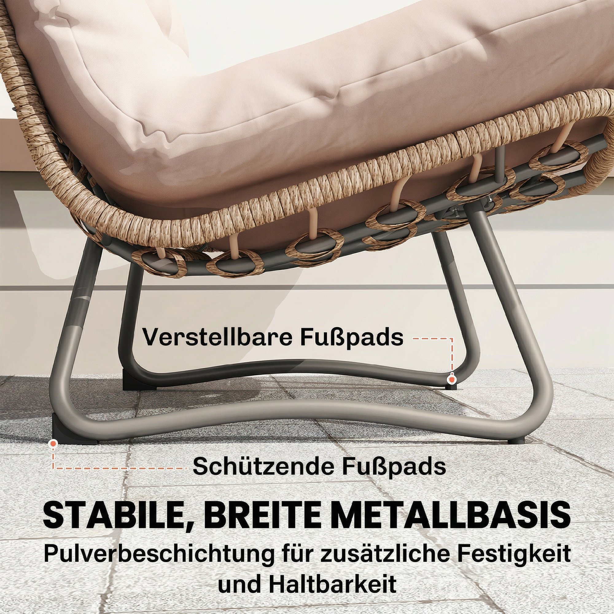 Gartenmöbel Set 4-teilig Polyrattan Lounge-Set mit Zweisitzer 2 Sessel Glastisch Breitem & Tiefem Sitz Dicke Kissen