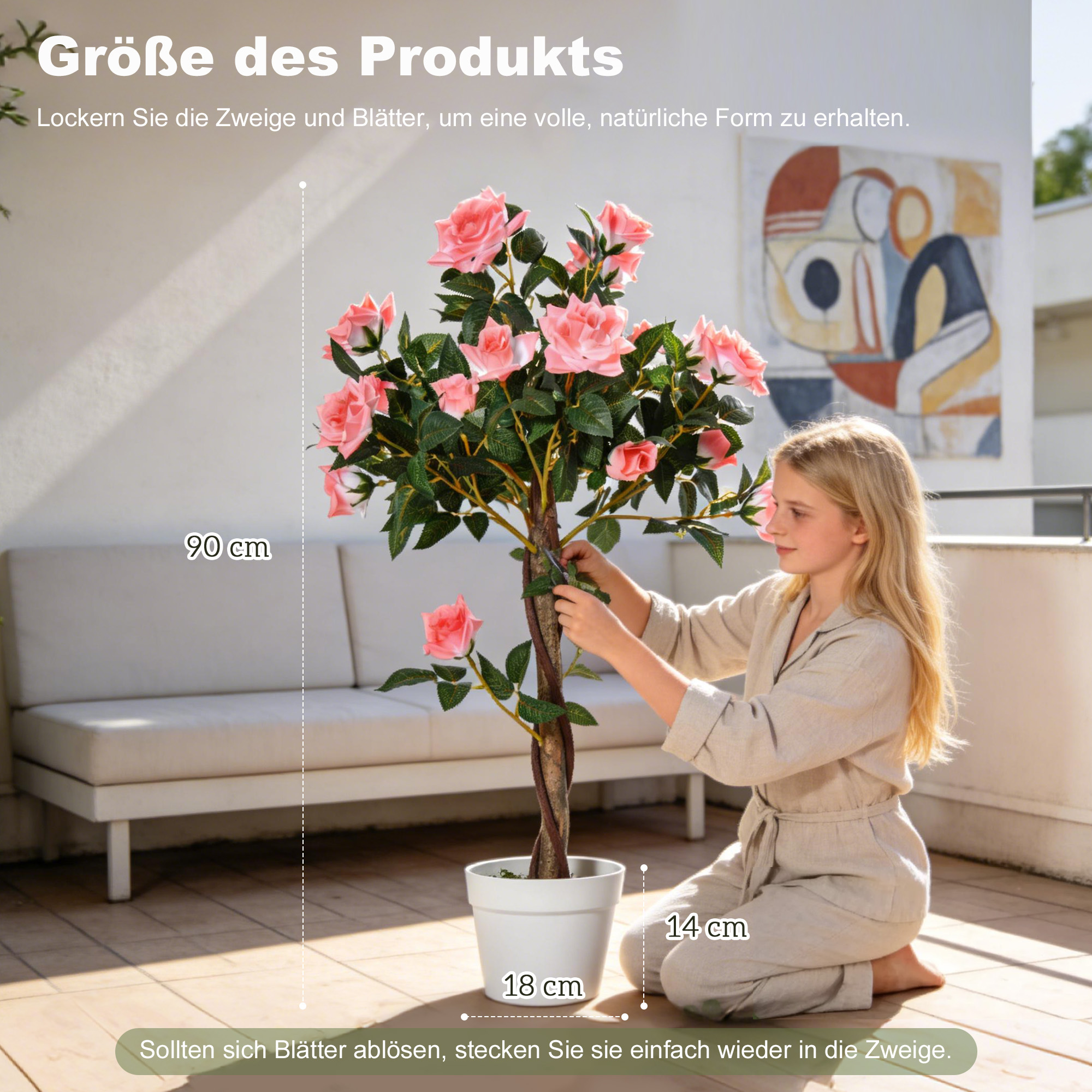Kunstbaum, künstliche Pflanze im Zementtopf, Kunstpflanze