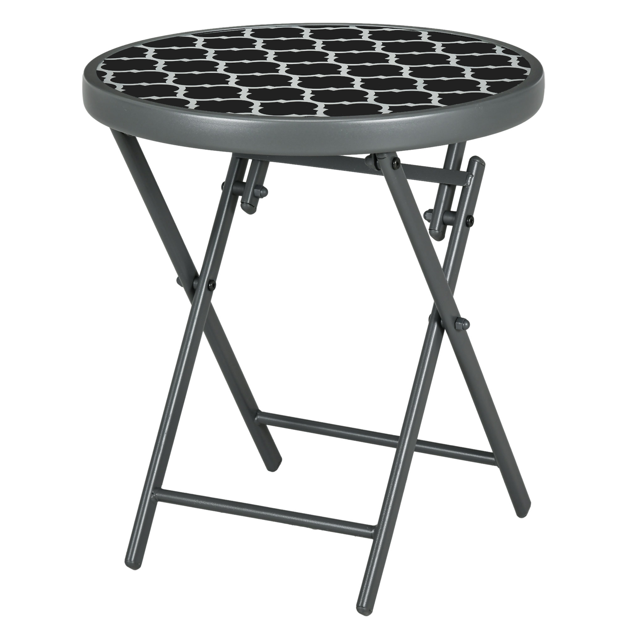 Gartentisch Klapptisch Garten-Klapptisch, rund, wetterbeständig, klappbar,  Ø45 x 50 cm, Schwarz