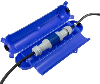 Kabelschutzbox für Aussen IP44 XL - für CEE, LxØ 365x90mm, Blau Kabelschutzbox für Aussen IP44 XL - für CEE, LxØ 365x90mm, Blau