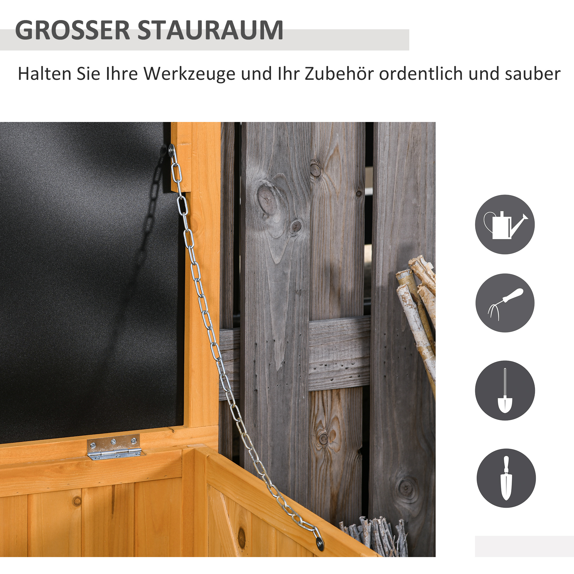 Gartenbox, Kissenbox, Aufbewahrungsbox, Aufbewahrungsbox, Gartentruhe, wetterbeständig, Massivholz, 127 x 56 x 60 cm Gelb