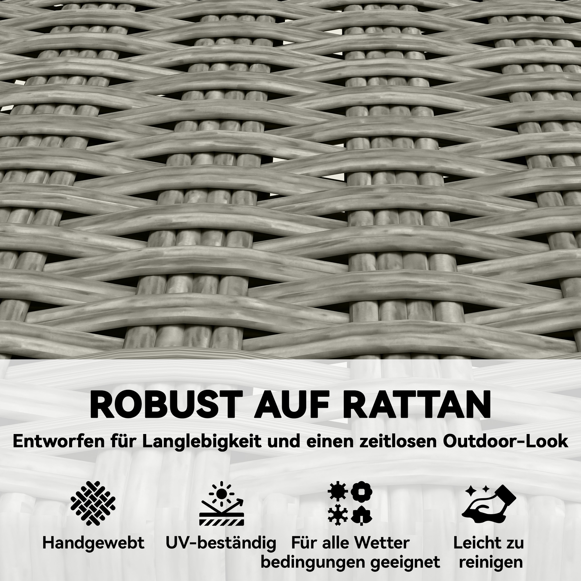 Gartenstühle 2 Stück FSC Klappstuhl mit Atmungsaktiv Sitz angenehme Sitzhöhe aus Massivholz & Polyrattan