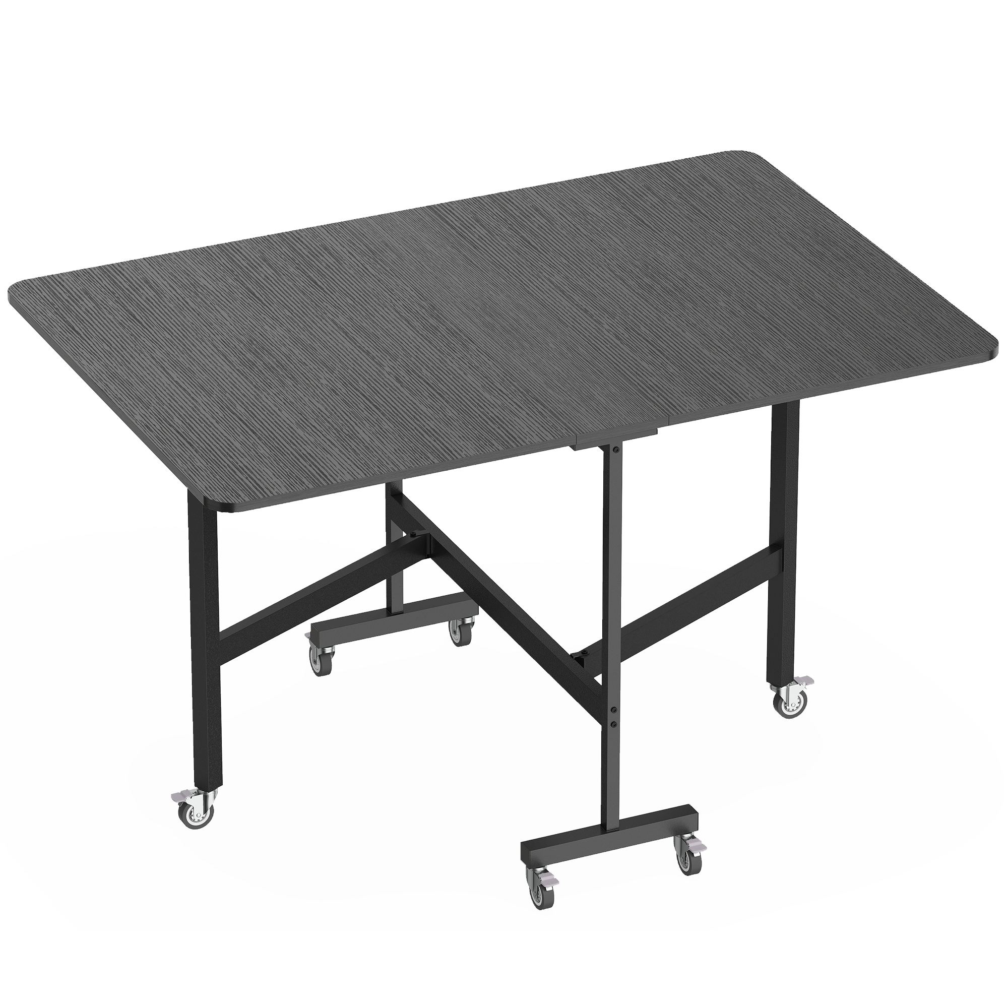 Esstisch Klappbar Küchentisch für 4-6 Personen mit 6 Rollen Mobiler Klapptisch für Kleine Räume 120x80x73 cm Schwarz