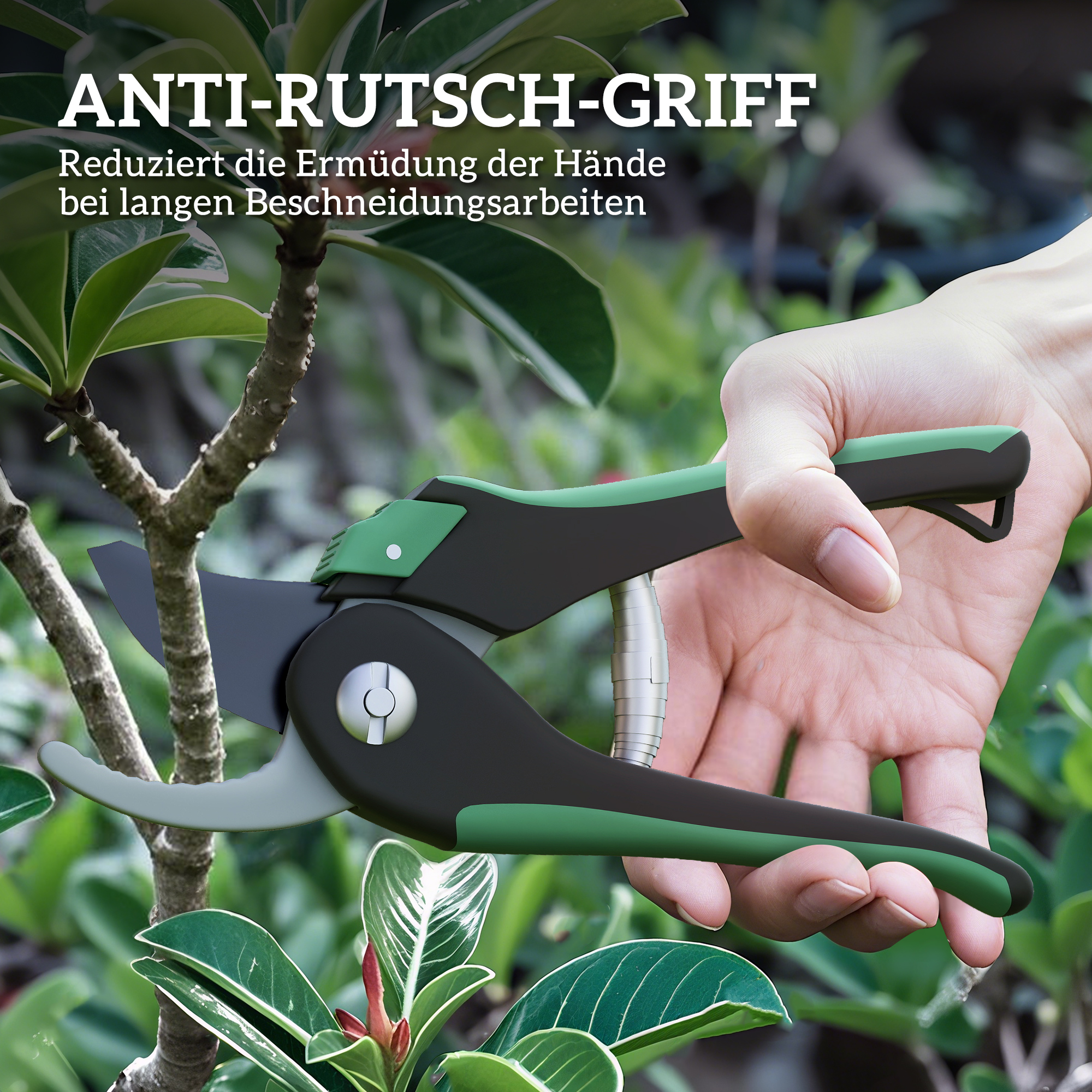 Gartenwerkzeug Set 2 Stück Garten Werkzeug aus Metall Gartengeräte mit Gartenschere Grün+Schwarz