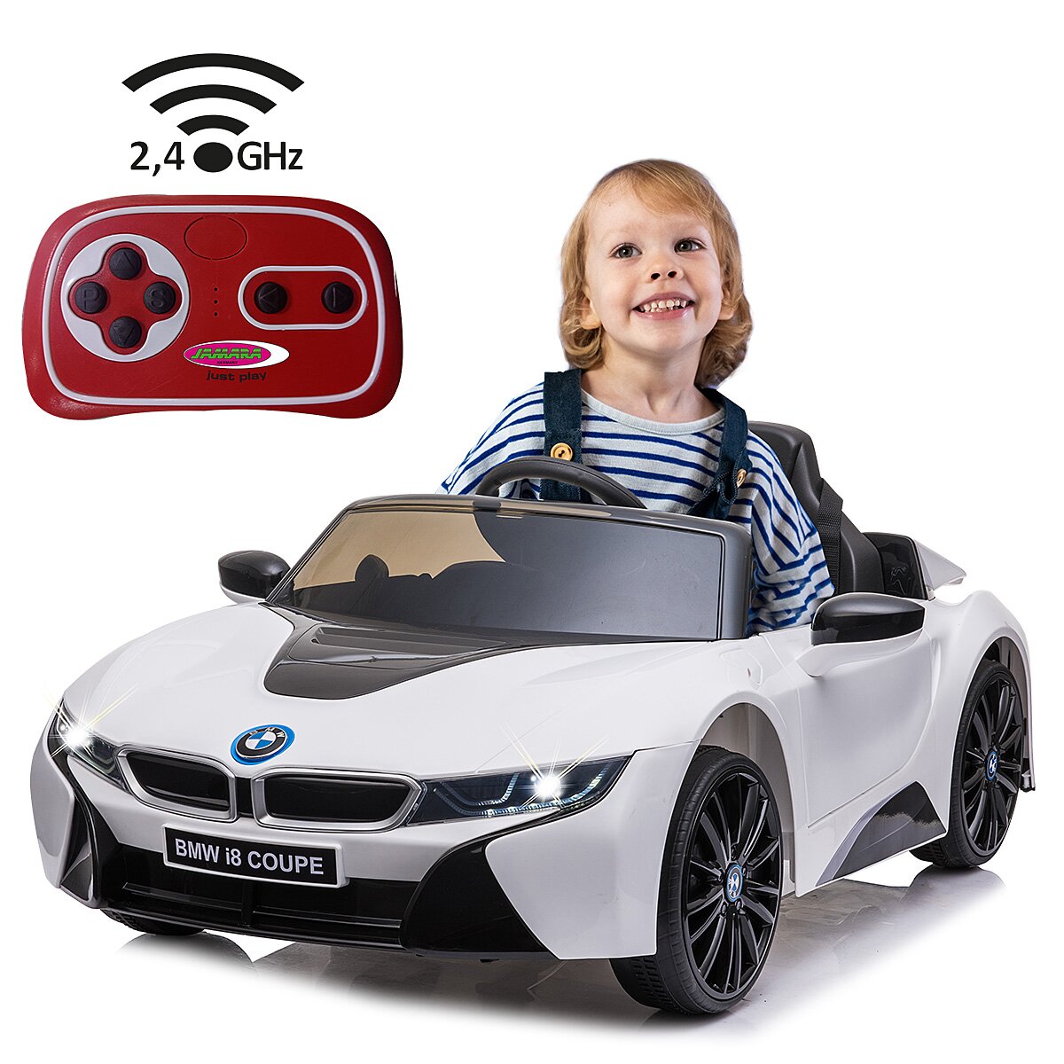Kinderfahrzeug BMW I8 Coupe weiß 12V 2,4GHz