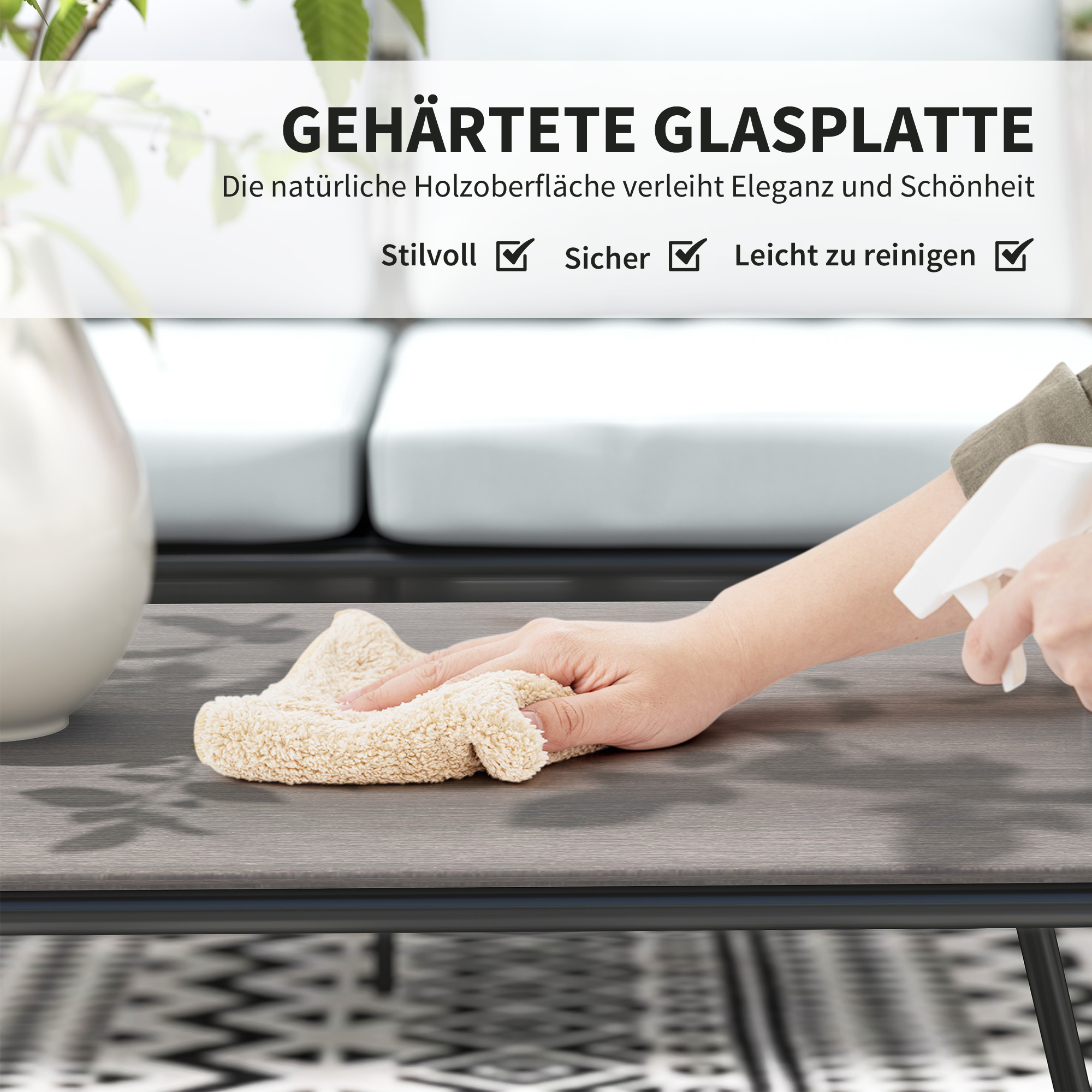 Gartenmöbel Set aus Polyrattan Lounge-Set mit Sofa Sessel Tisch Kissen wetterfest 116 x 60 x 69 cm Braun+Dunkelgrau