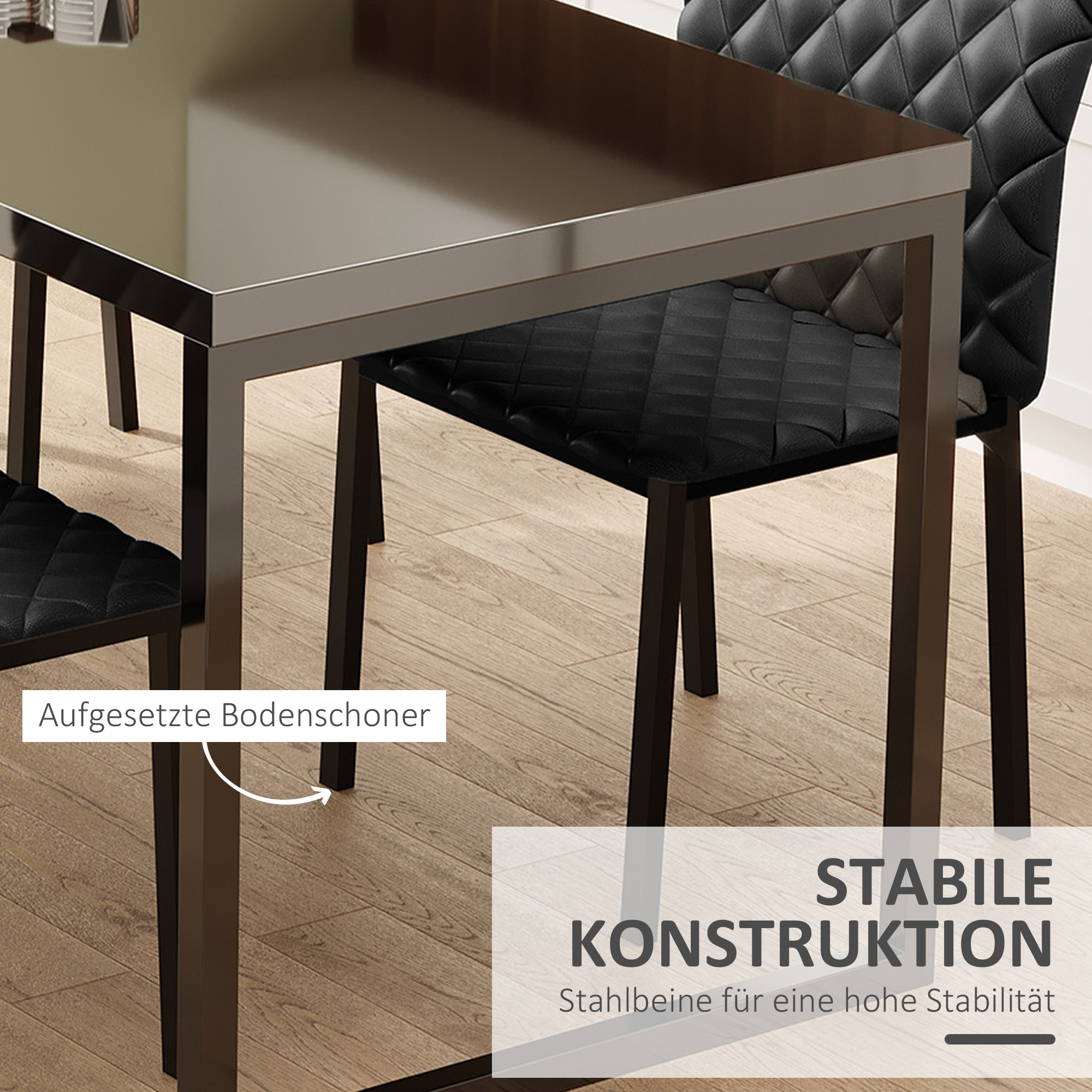 4er-Set Stühle Esszimmerstühle Küchenstühle 41 cm x 50 cm x 91 cm, Schwarz