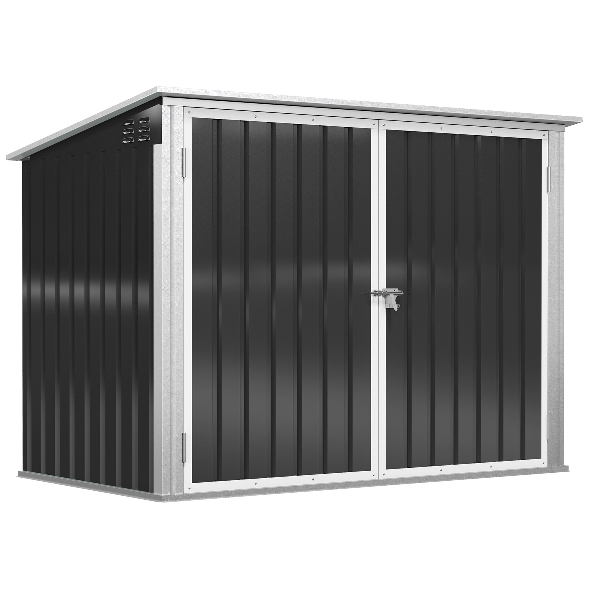 Mülltonnenbox Müllbox Storer abschließbar Gerätebox für 2 Mülltonnen Stahl 178,5 x 104,5 x 128,5/113 cm Schwarz