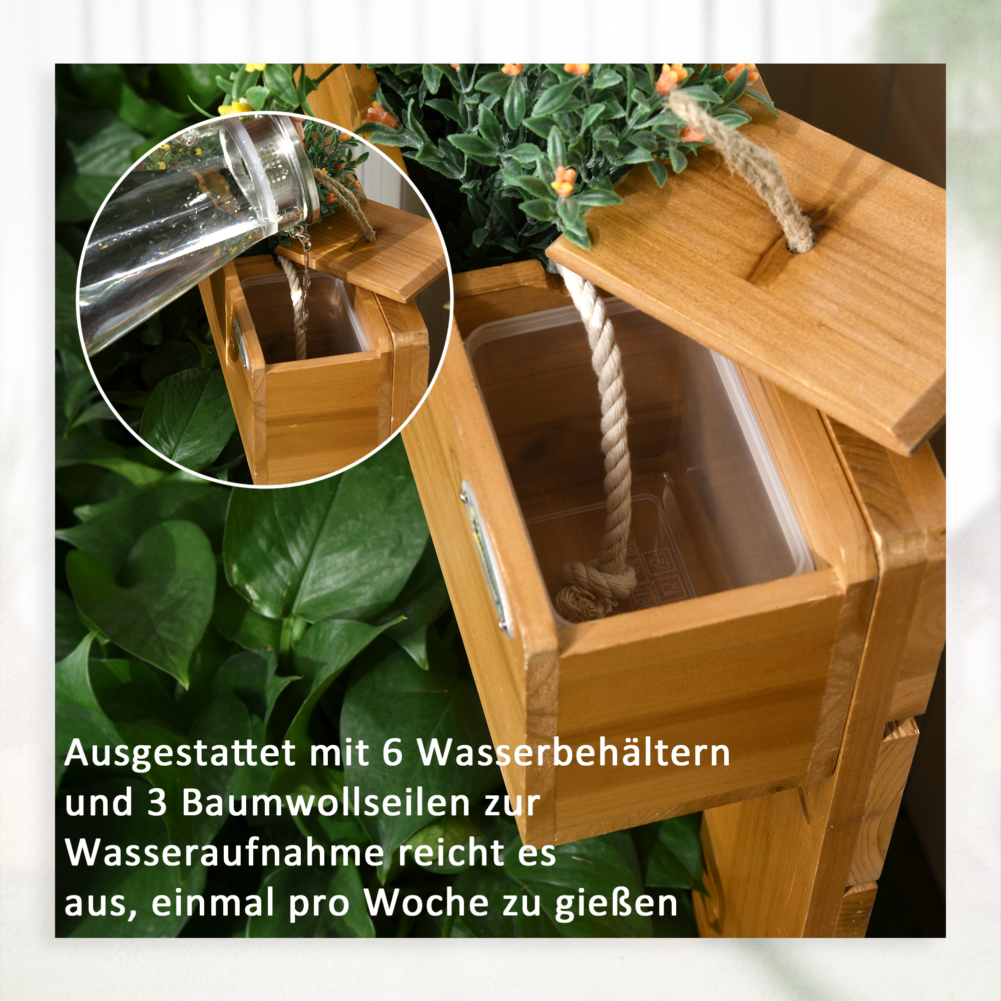 Hochbeet mit 4 Pflanzkästen, Selbstbewässerungssystem, Vliesverkleidung, wetterbeständig, 79,5 cm x 49,5 cm x 80 cm