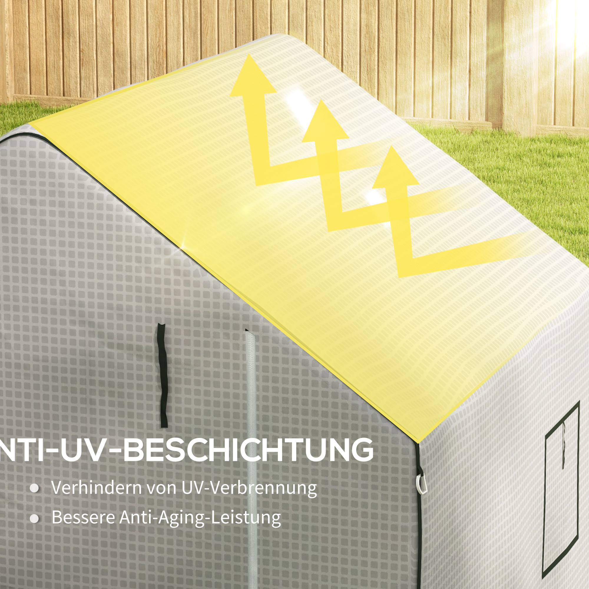 Gewächshaus-Folie, Ersatzplane, wasserdicht, aufrollabare Fenster & Tür, 140 x 143 x 190 cm, Weiß