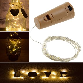 LED Flaschen-Lichterkette "CuteBottle" / 20 LEDs, 2m, warmweiß, Batterie, 10x Set