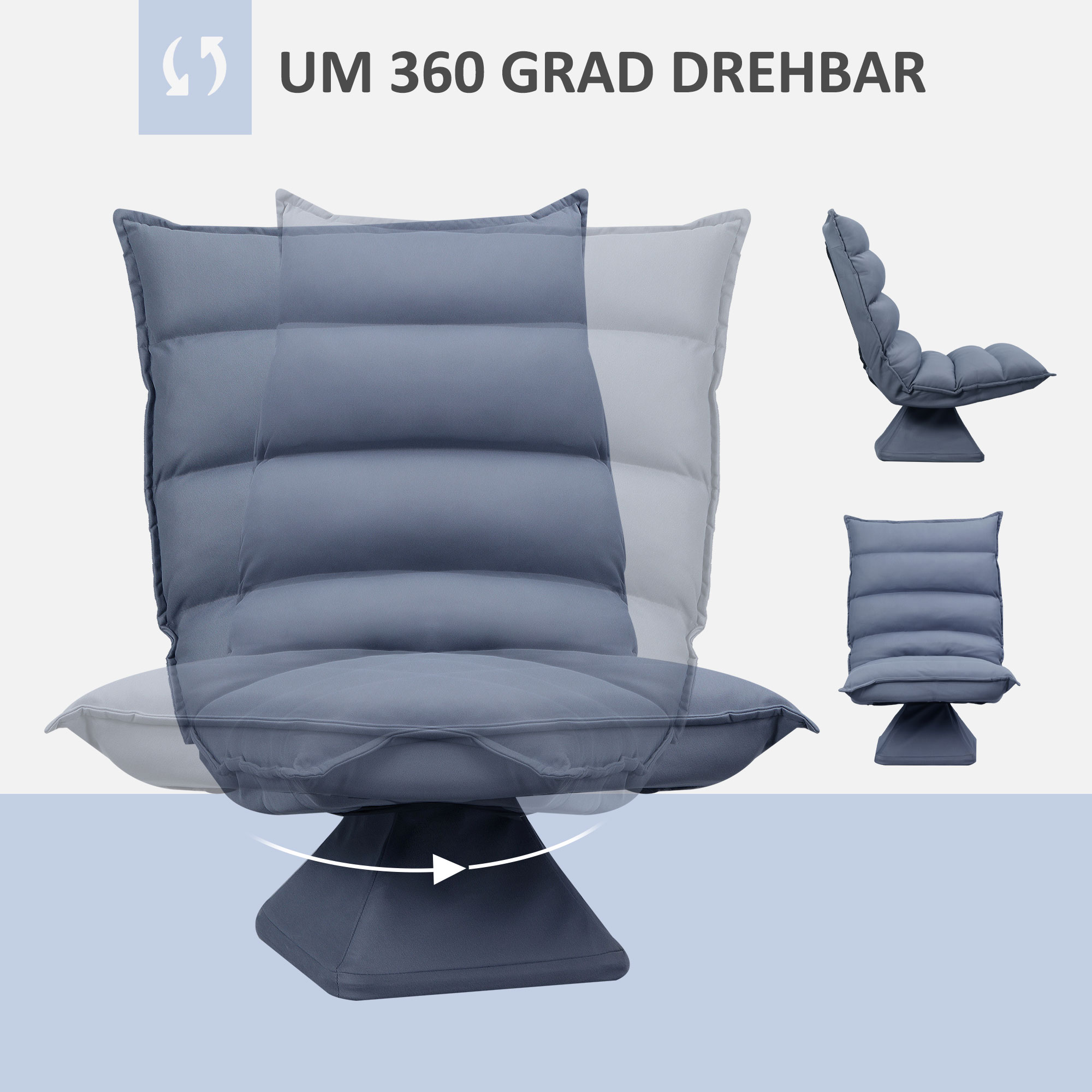 Sessel, drehbar, neigbare Rücklehne, Lederoptik, Stahlrahmen, grau, 62 x 70 x 95 cm