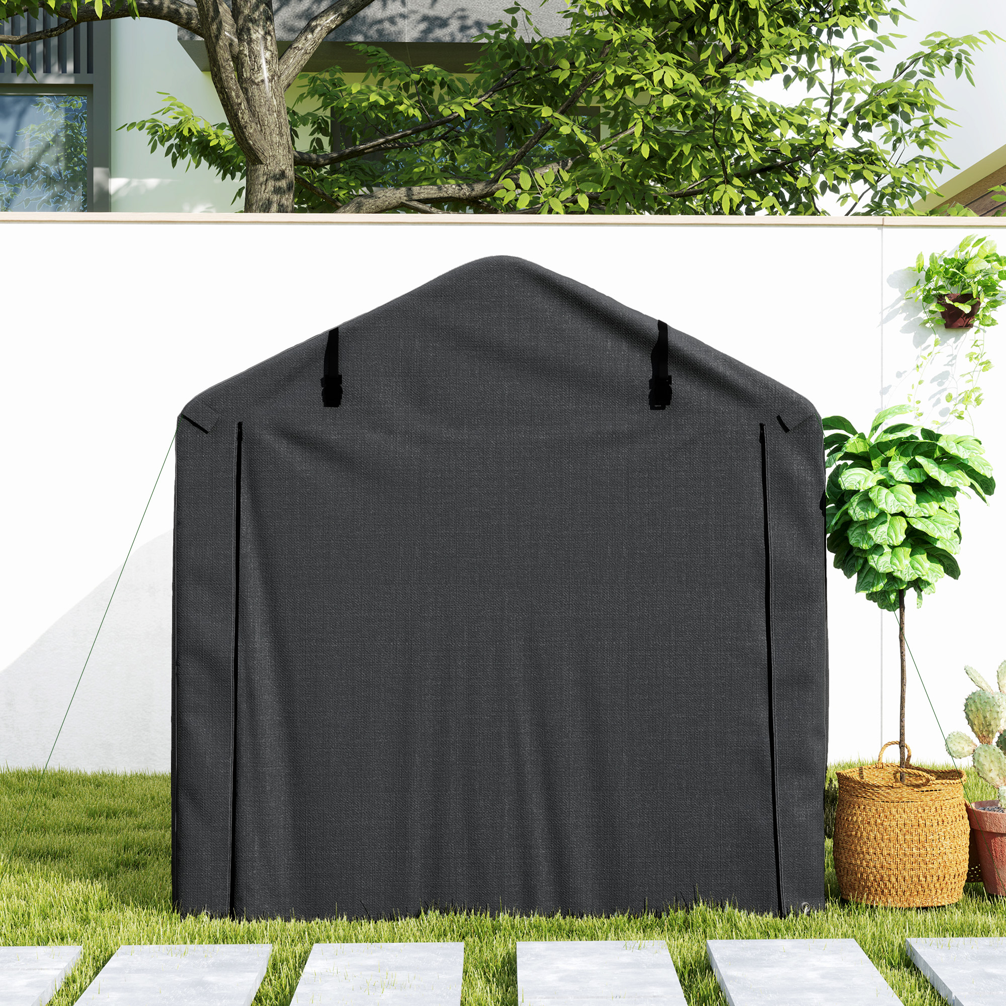 Garagenzelt, wasserdicht Zeltgarage mit Tür, UV-beständig 220 x 157 x 165 cm Schwarz