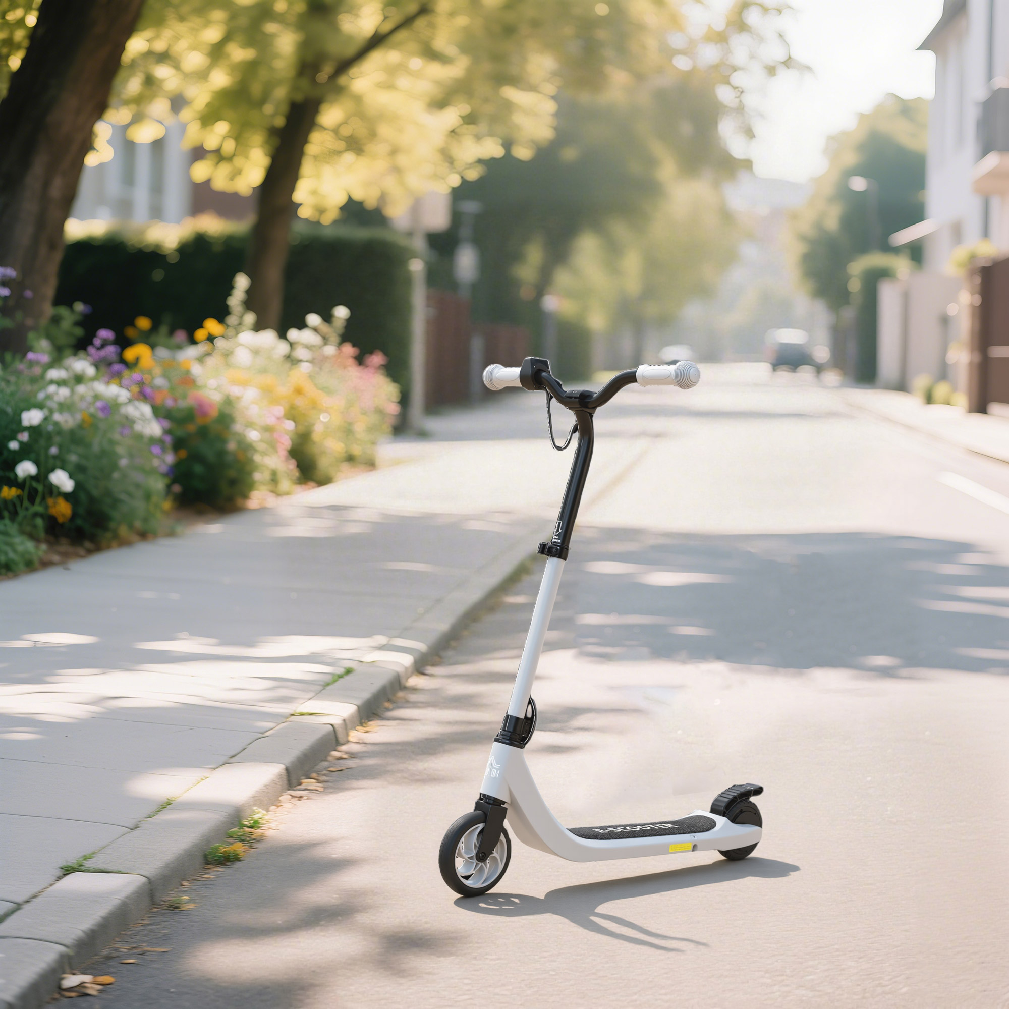 E-Scooter, Elektro-Tretroller, 6 km Reichweite, ab 6 Jahren, Stahlrahmen, schwarz+weiß, 76 x 53 x 95cm