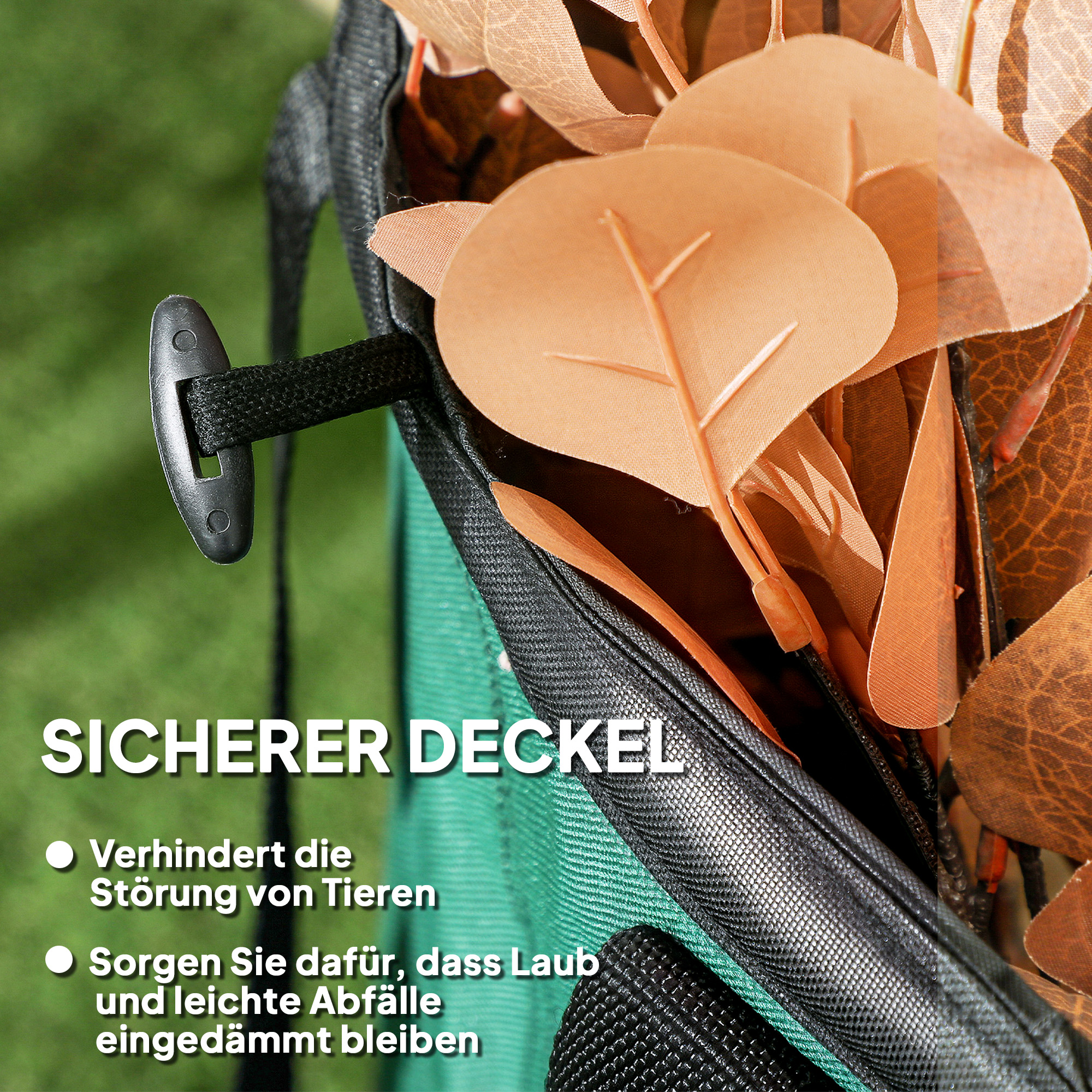 Gartensack 2x160L wasserdicht Gartenabfallsack mit Trageschlaufen Griffe, stabil robust Laubsack Grün