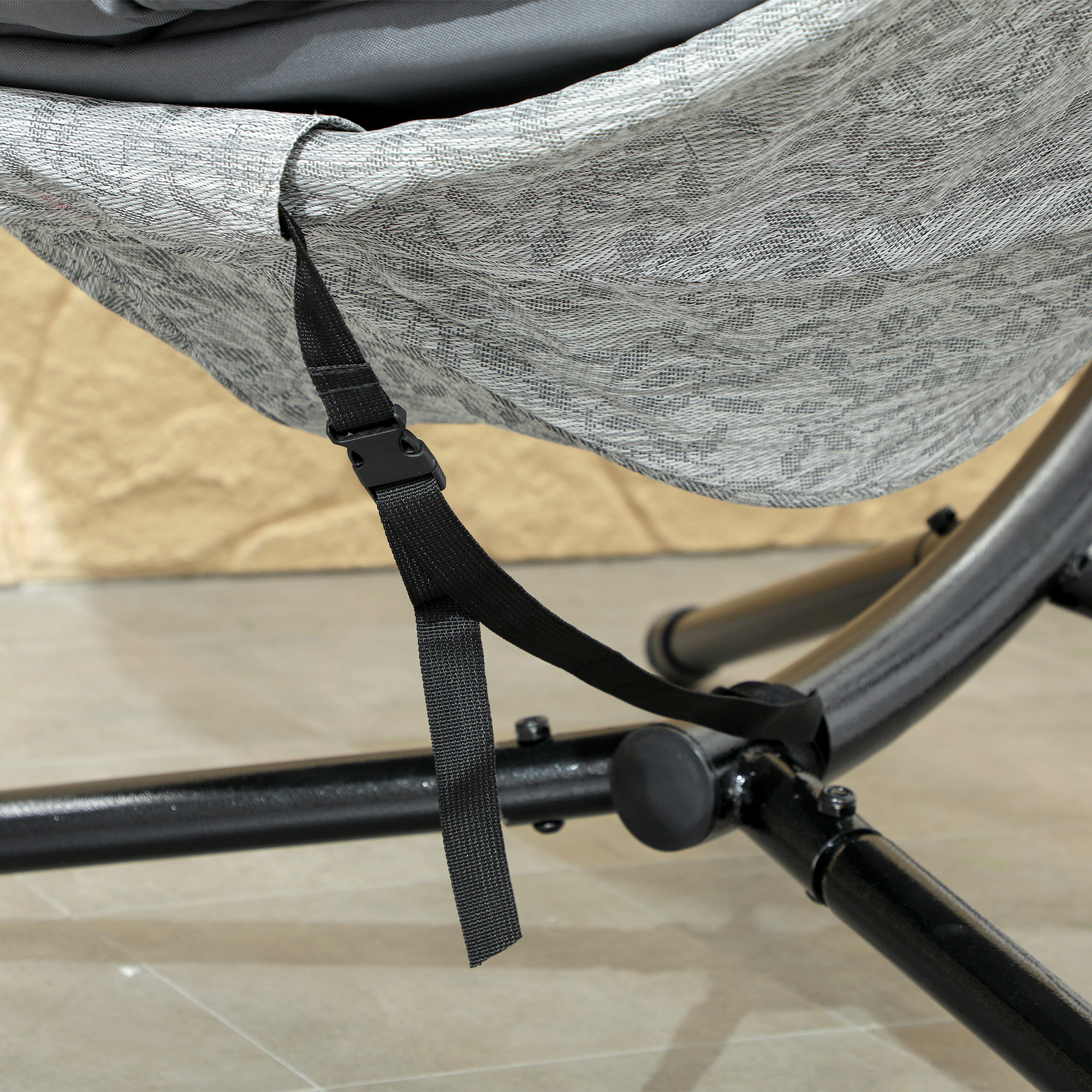 Eiförmiger Hängekorb, Hängesessel mit Schaukelfunktion und faltbarem Korb, Gartenstuhl, Becherhalter, Grau