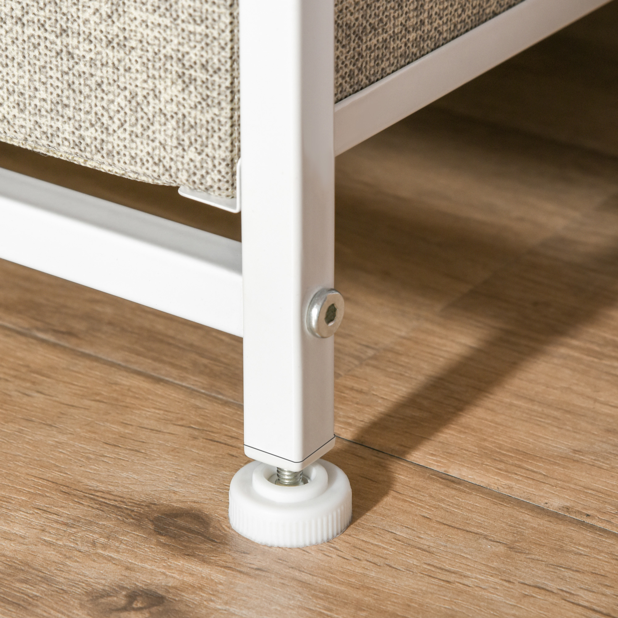 Kommode, Sideboard, 7 faltbare Stoffschubladen, Metallgestell, 63,5 x 30 x 71 cm, Hellgrau