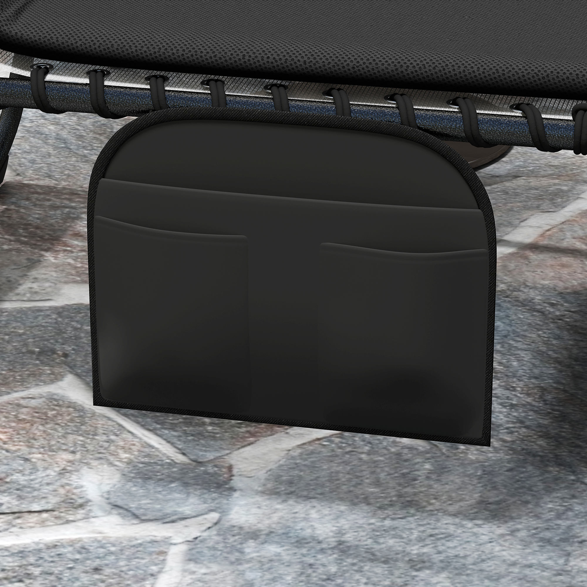 2er Set Sonnenliege klappbar Gartenliege mit Kopfkissen 5-Fach höhenverstellbarer Rückenlehne Seitentasche Schwarz