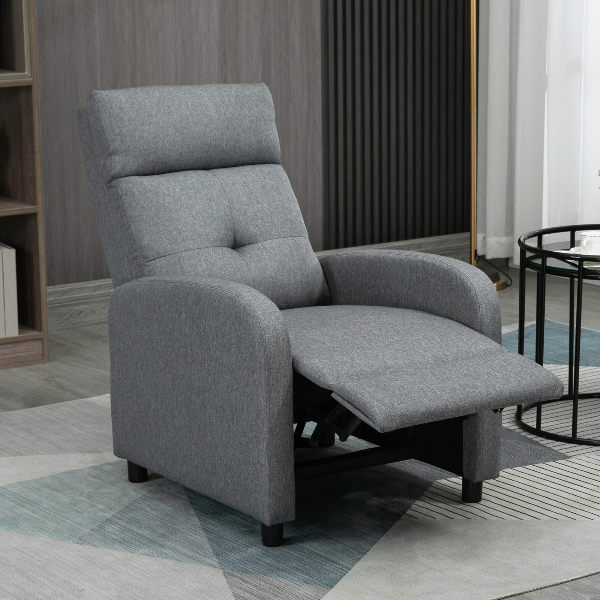 Relaxsessel mit Liegefunktion, ausfahrbares Fußteil, Taschenfederkern, bis 150 kg, Grau