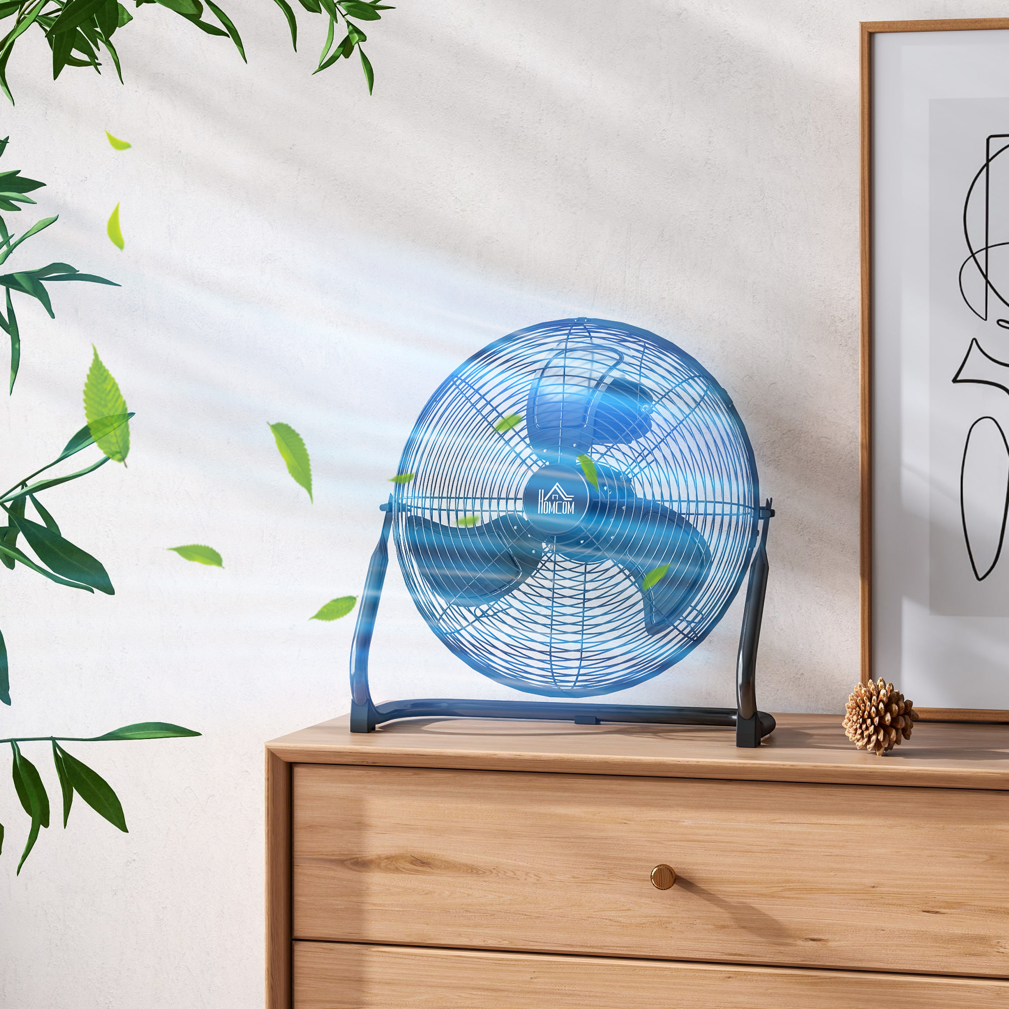 Ventilator für den Schreibtisch, Klimaanlage, 4 Geschwindigkeiten, drehbar, Schwarz