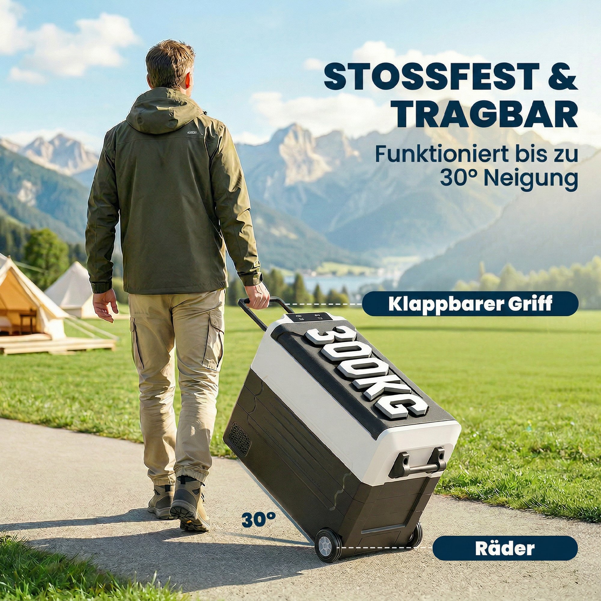 Kompressor Kühlbox 50L -20℃-20℃ Elektrische Kühlbox mit Dual-Zone Temperaturregelung APP LED Batterieschutz Klappgriff