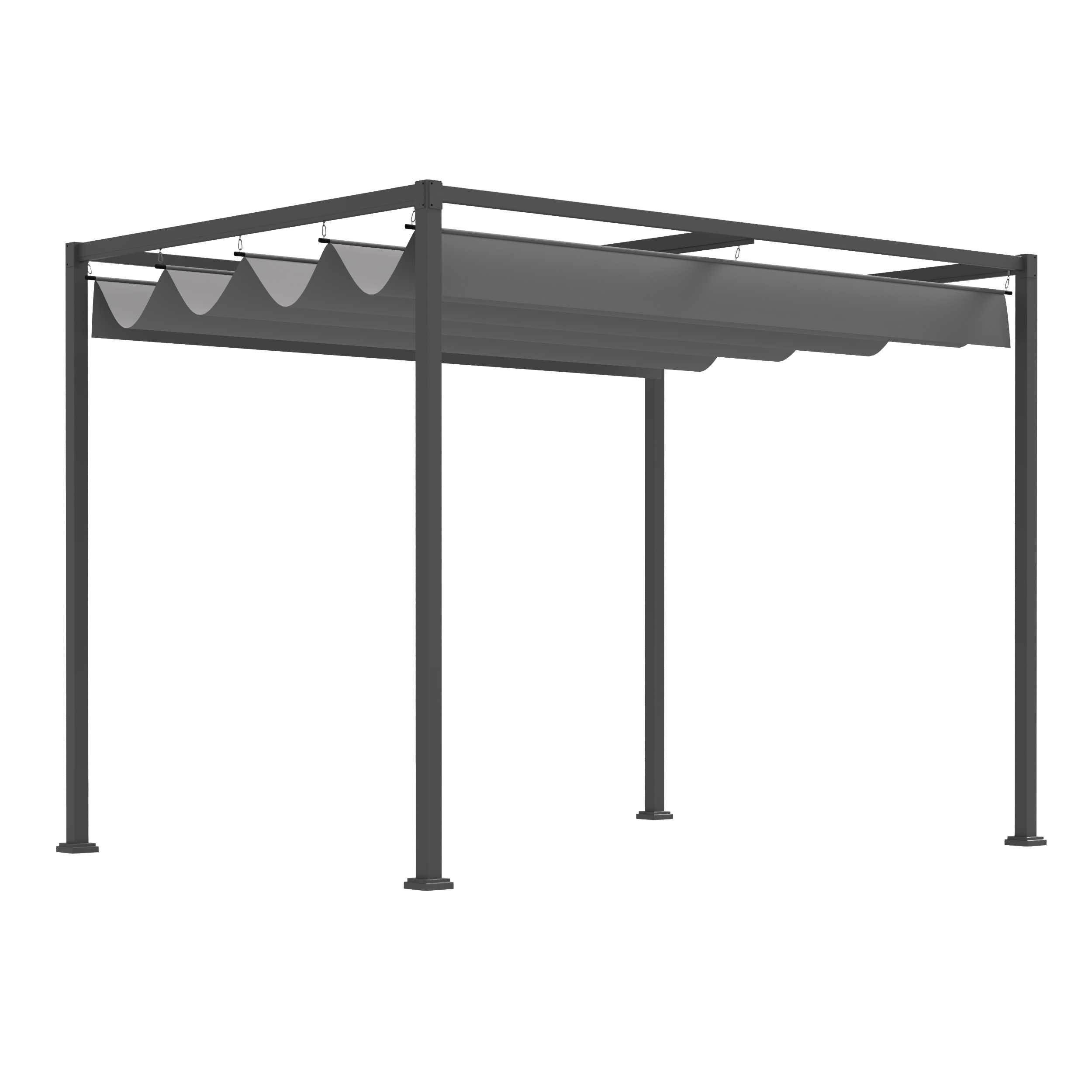 Pergola 3x2m Garten Pavillon, Terrassendachung aus Metall, Gartenpavillon mit verstellbares Dach, Freistehend, Sonnenschutz für Terrasse und Garten, Grau
