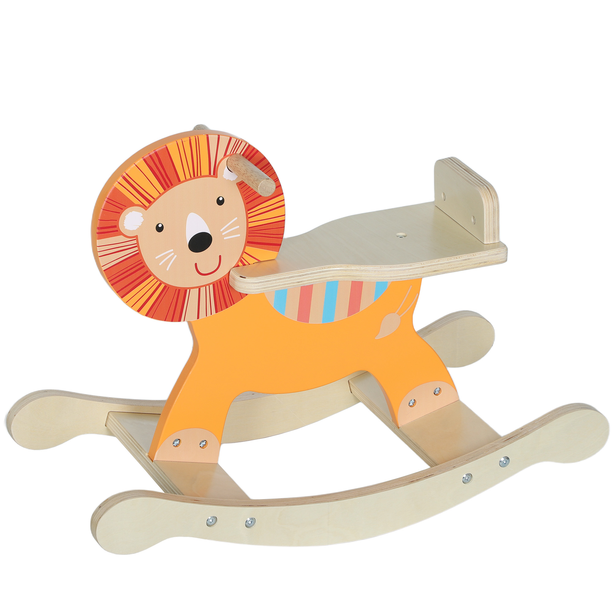 Schaukelpferd mit Löwen-Design, 25 kg Belastbarkeit, 2-5 Jahre, Holz, Orange Schaukelpferd mit Löwen-Design, 25 kg Belastbarkeit, 2-5 Jahre, Holz, Orange