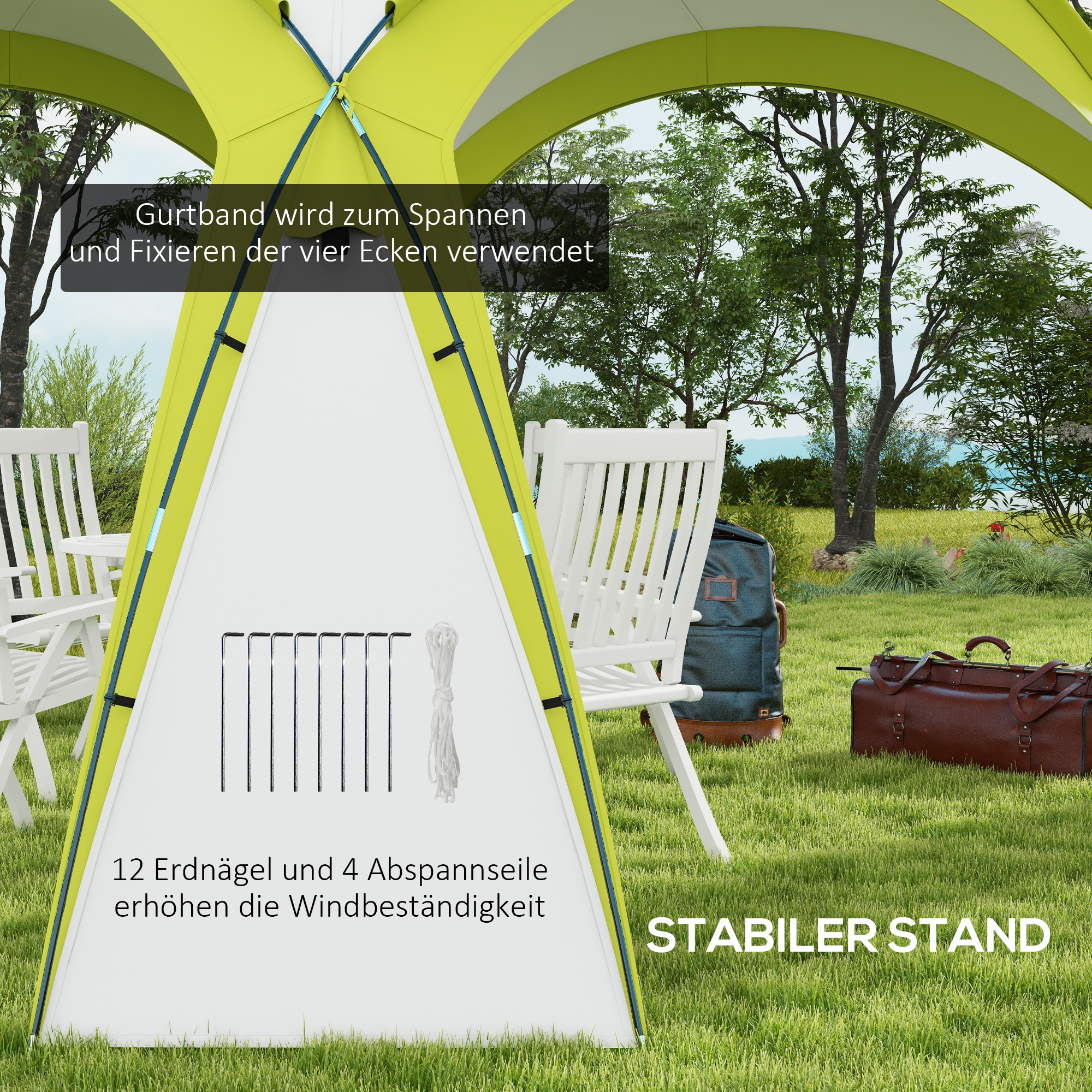 Event Shelter 3,5 x 3,5m Pavillon mit Haken Tür Wasserabweisend winterfest Gartenpavillon Grün