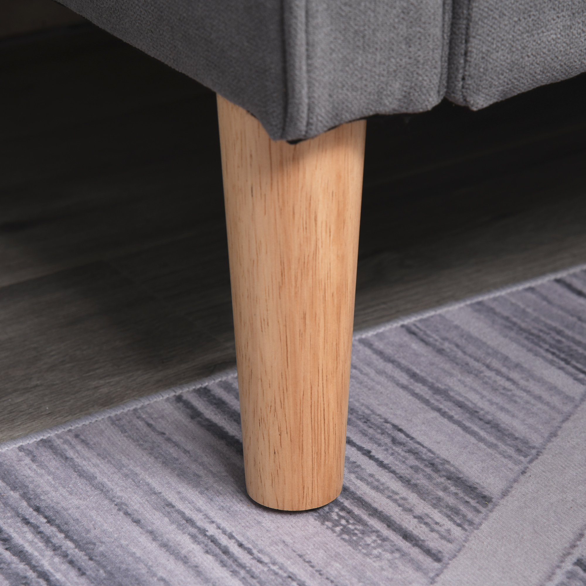 2 Sitzer Sofa, Couch mit Stauraum, Holzbeine, Gepolsterter Polstersofa mit Samtoptik für Wohnzimmer, Schlafzimmer, 117x 62 x 78 cm, Grau