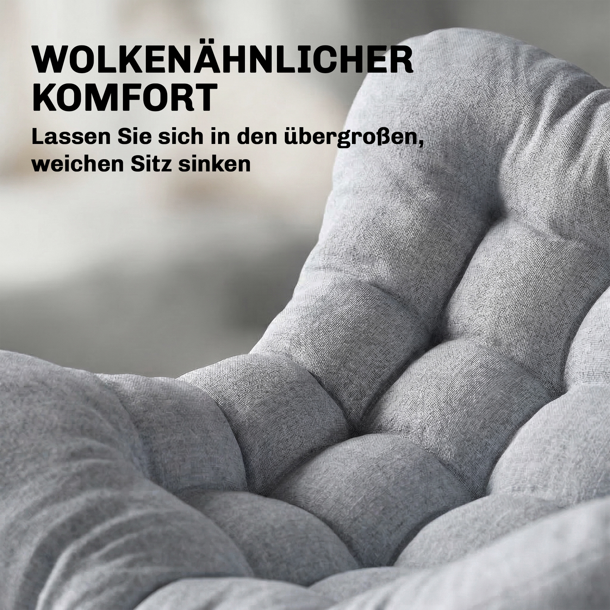 Rattan Schaukelstuhl Gartenliege mit dicke Kissen, Gartenschaukel bis 120 kg Indoor Outdoor 87 x 110 x 70 cm Grau