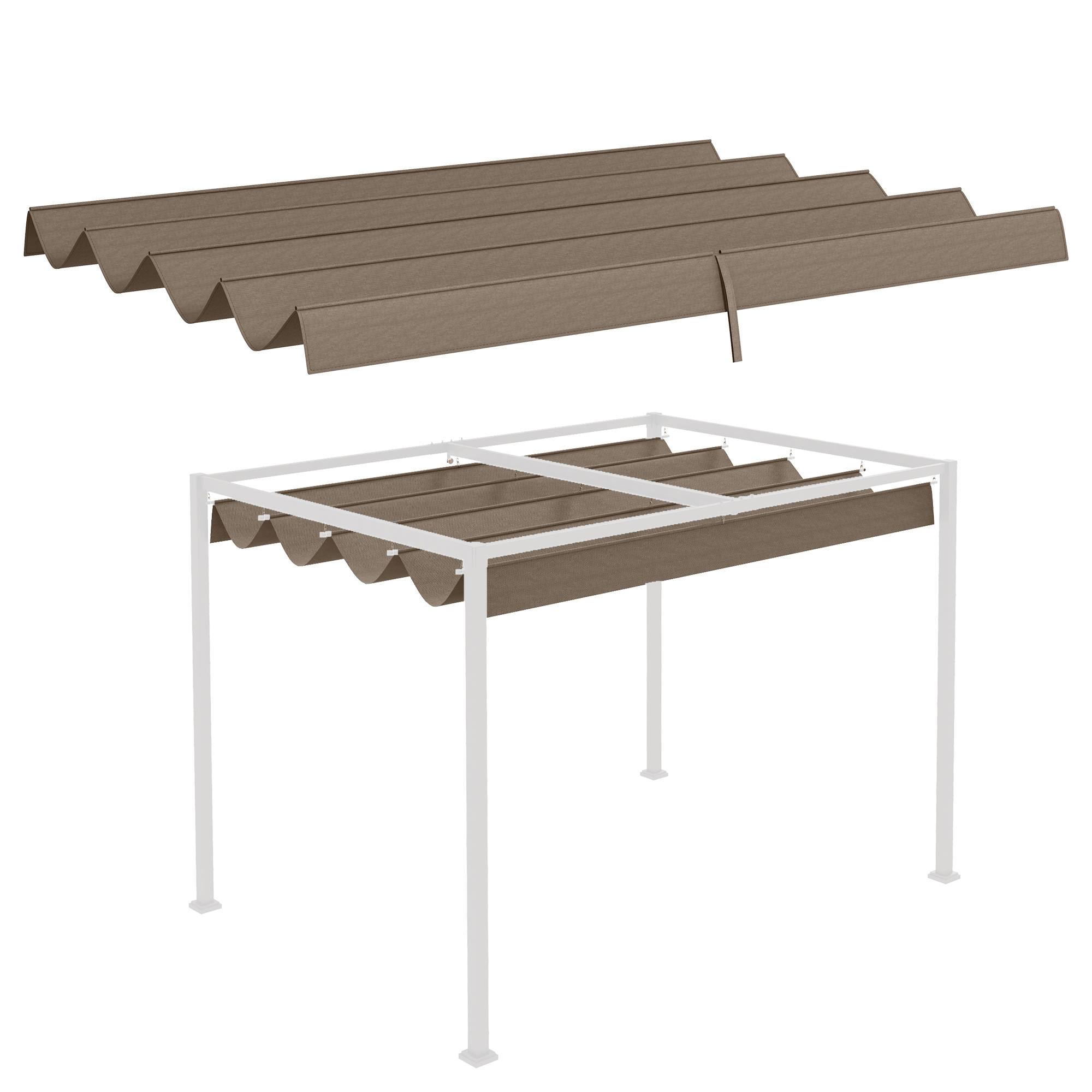 Ersatzdach für 2,85 x 2 m Gartenpavillon, ausziehbar, einfache Montage, Polyester, Kaffee