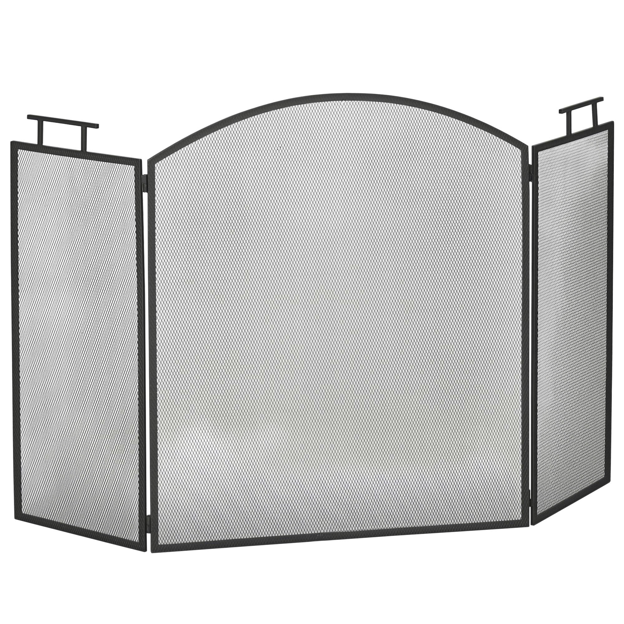 Funkenschutzgitter Faltbare Kaminschutzgitter Kamin Funkenschutz Feuerschirm Kaminfunkenschutz Ofenschutzgitter Metall 110 x 24 x 76,5 cm Schwarz